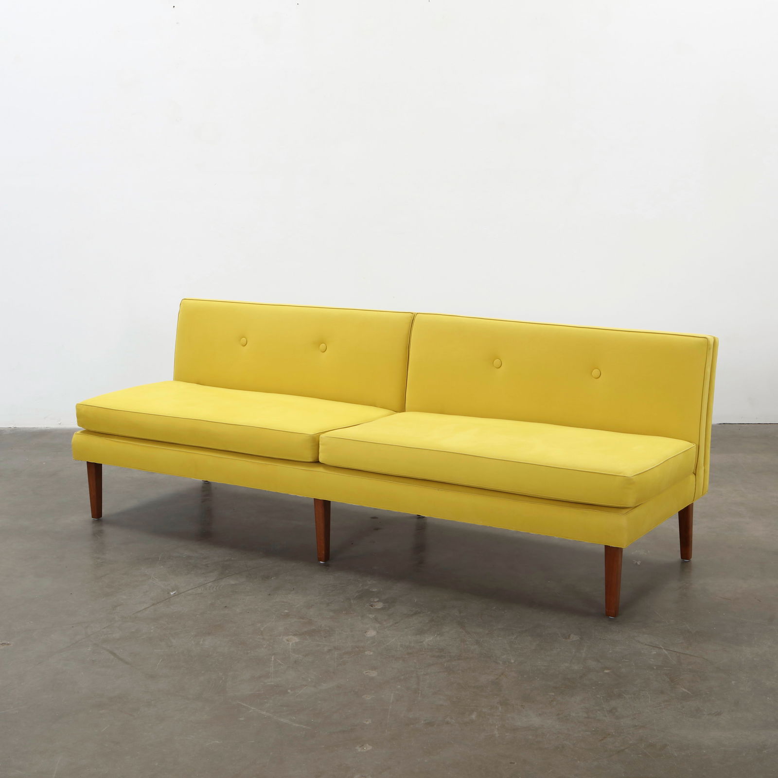 Mid-Century Modern Armless Yellow Sofa (1 of 15)
