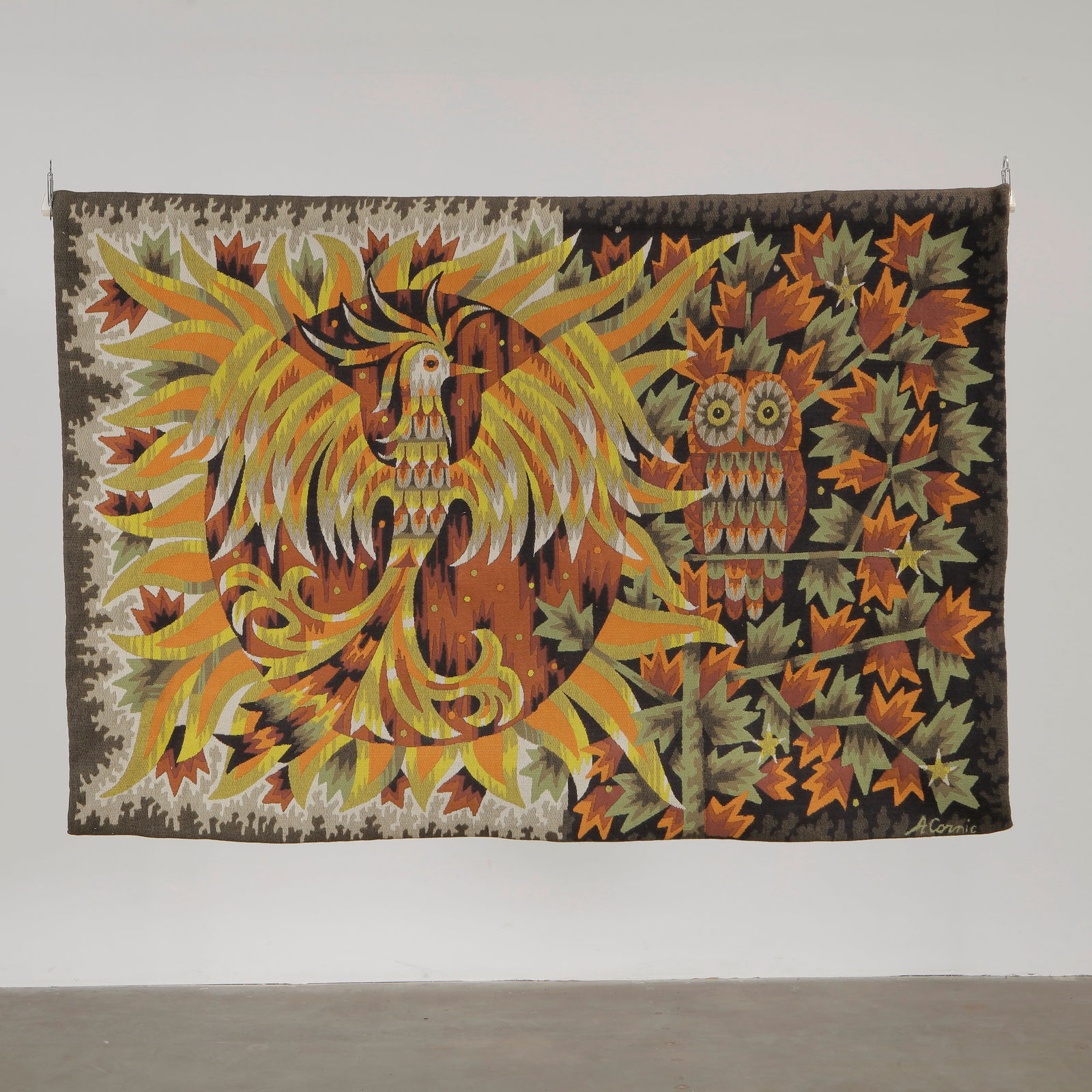 Large Day and Night Wool Tapestry by Alain Cornic (1 of 7)