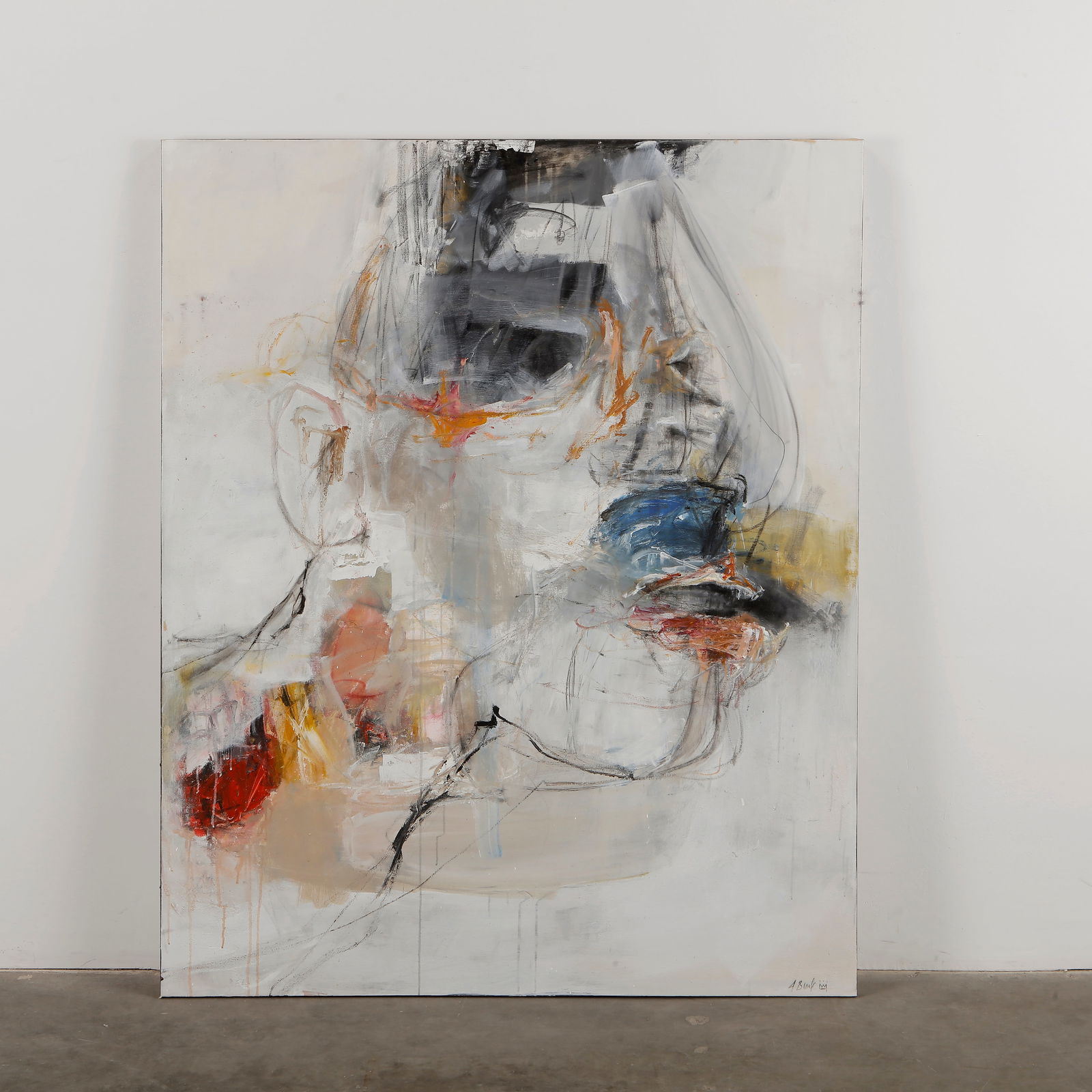 Jess Black, Gut It Out, 2014: Acrylic and charcoal on canvas. A visceral and emotionally raw portrait featuring vivid brushstrokes and bold contrasts, exploring vulnerability and resilience. Signed, with certificate of authenticit