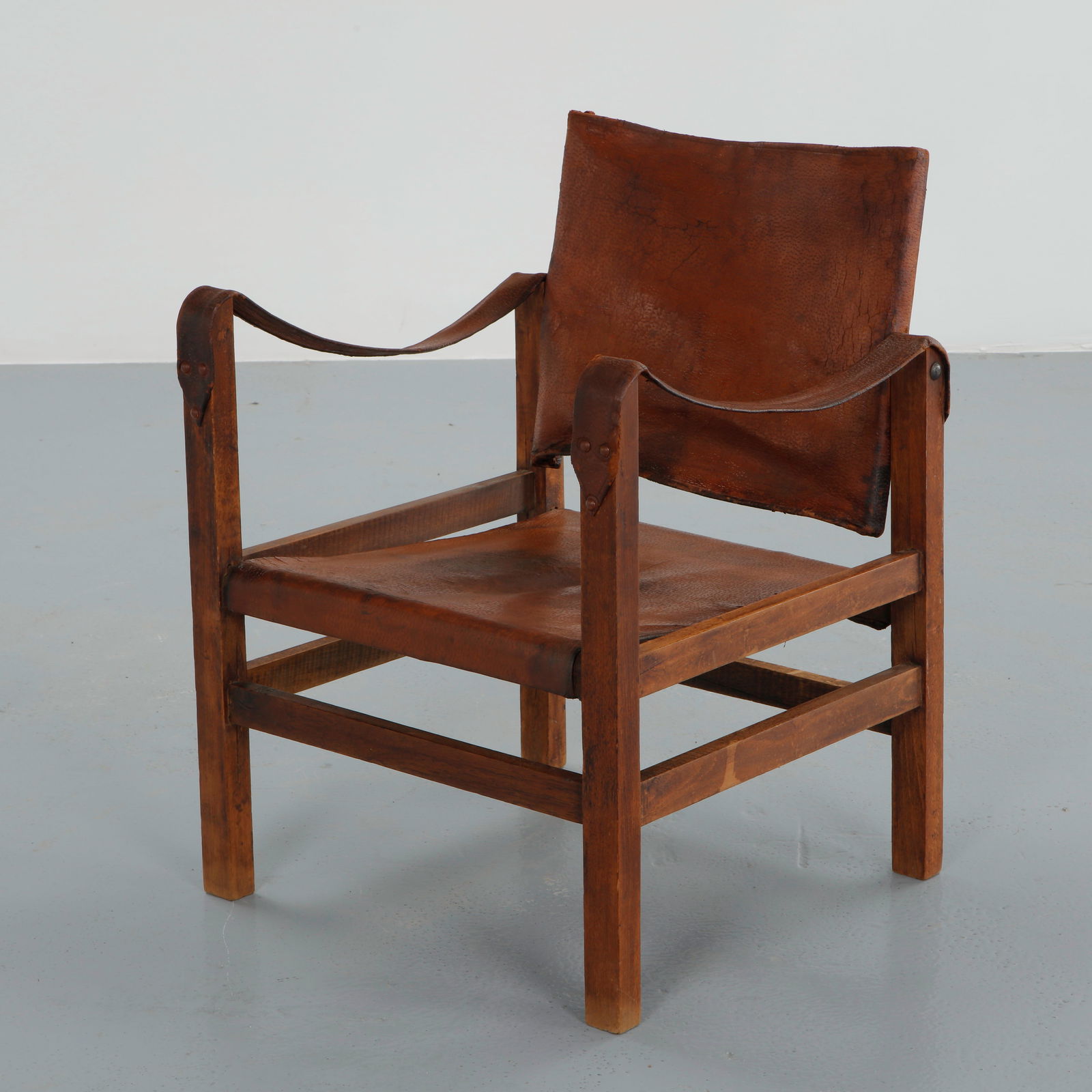 Safari Wood and Leather Armchair in the style of Pierre Chapo, 1950s (1 of 15)