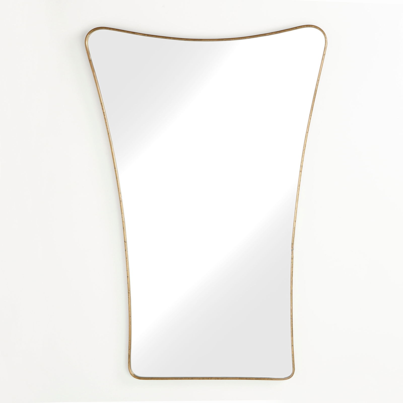 Italian Brass Curved Top Mirror, 1960s (1 of 7)