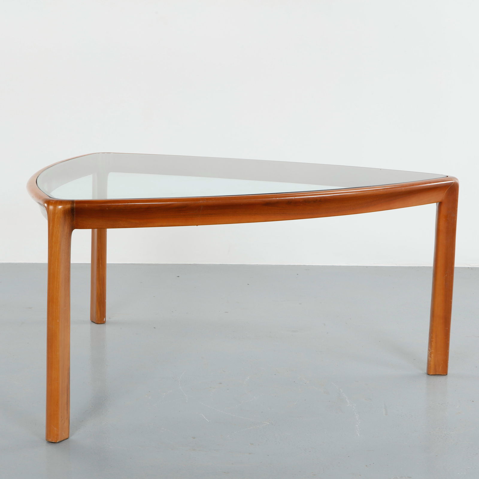 Angelo Mangiarotti, Triangular Glass and Wood Dining Table, 1960s (1 of 12)