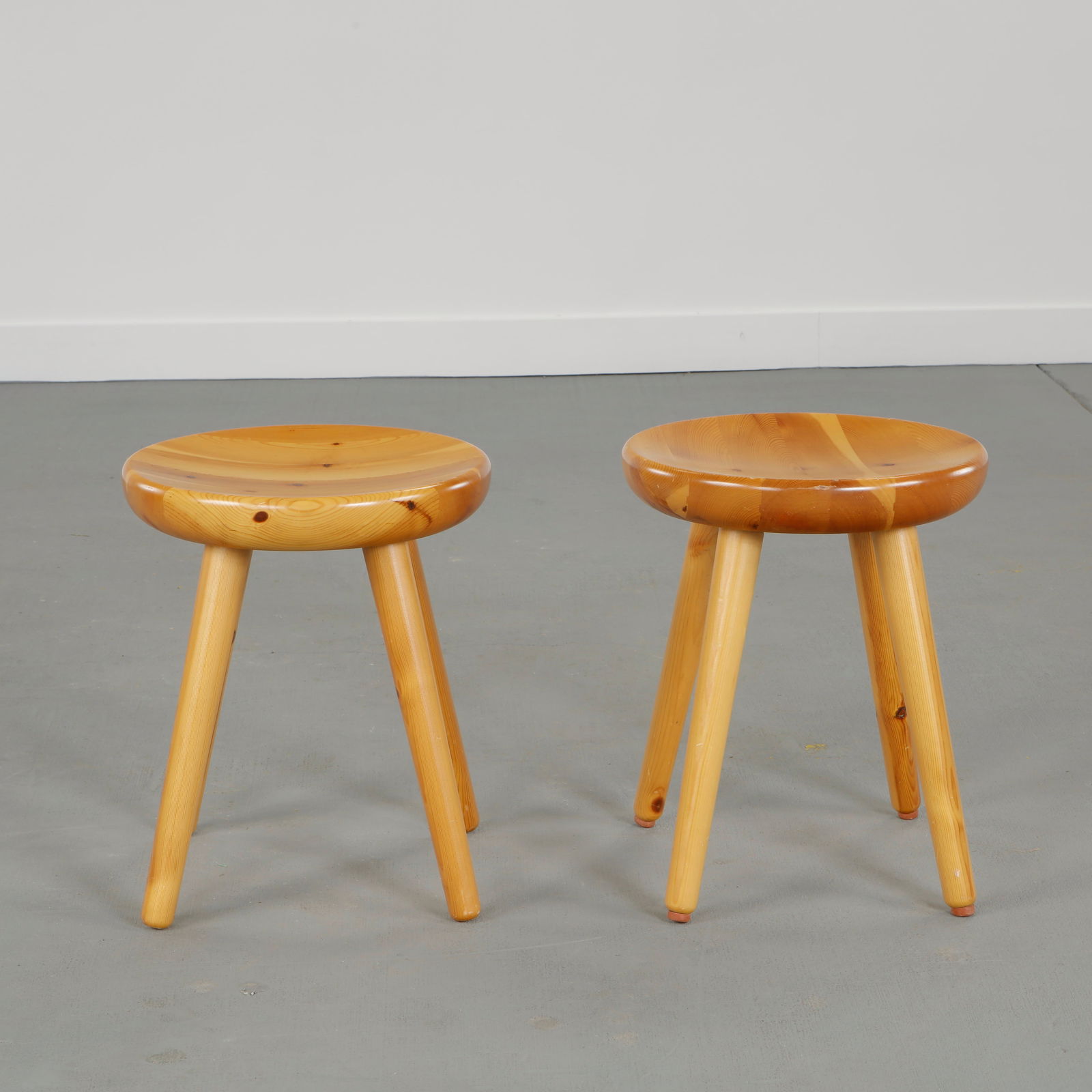 Pair of French Pine Stools in the style of Charlotte Perriand, 1960s (1 of 11)