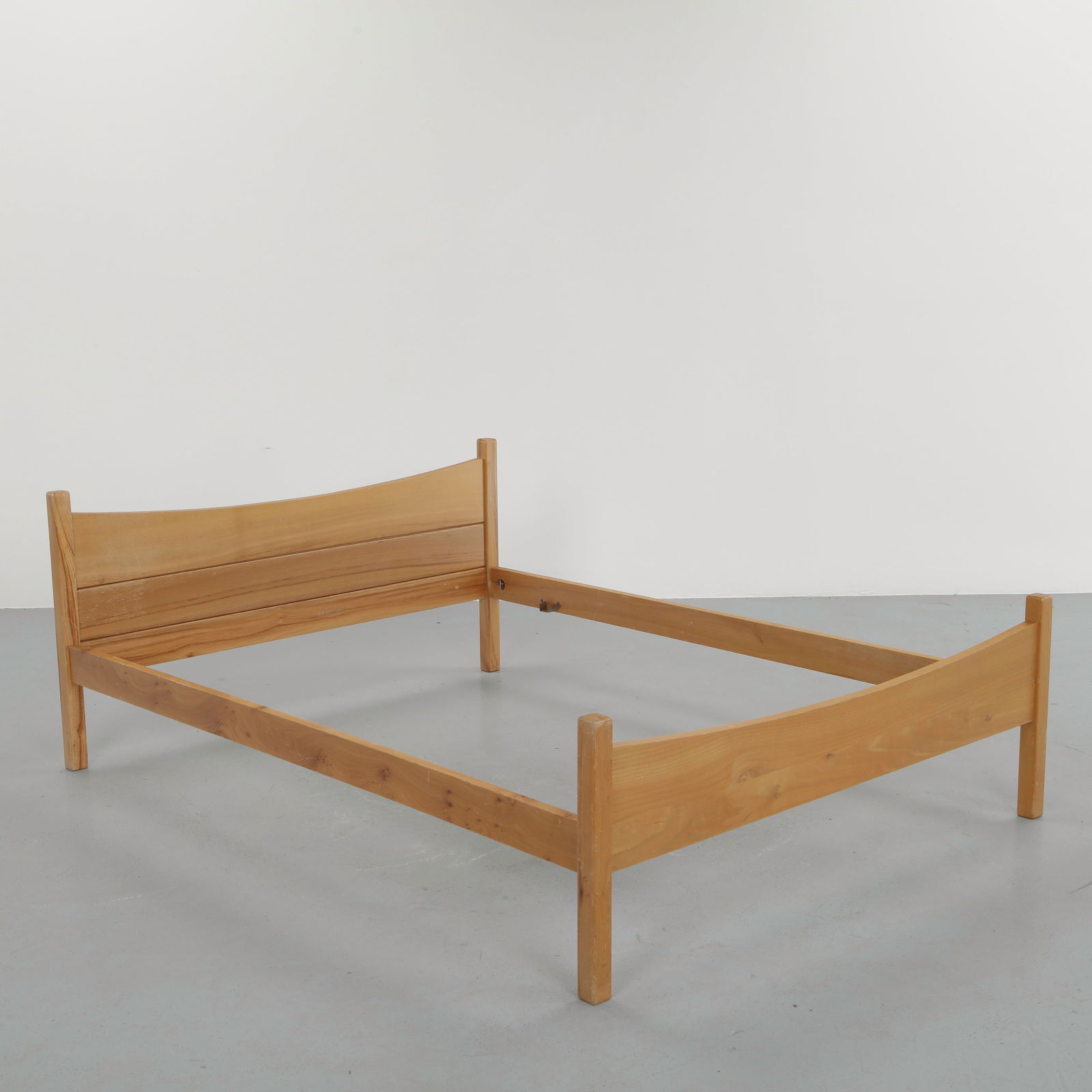 French Midcentury Solid Pine Full Bedframe, 1960s - 8