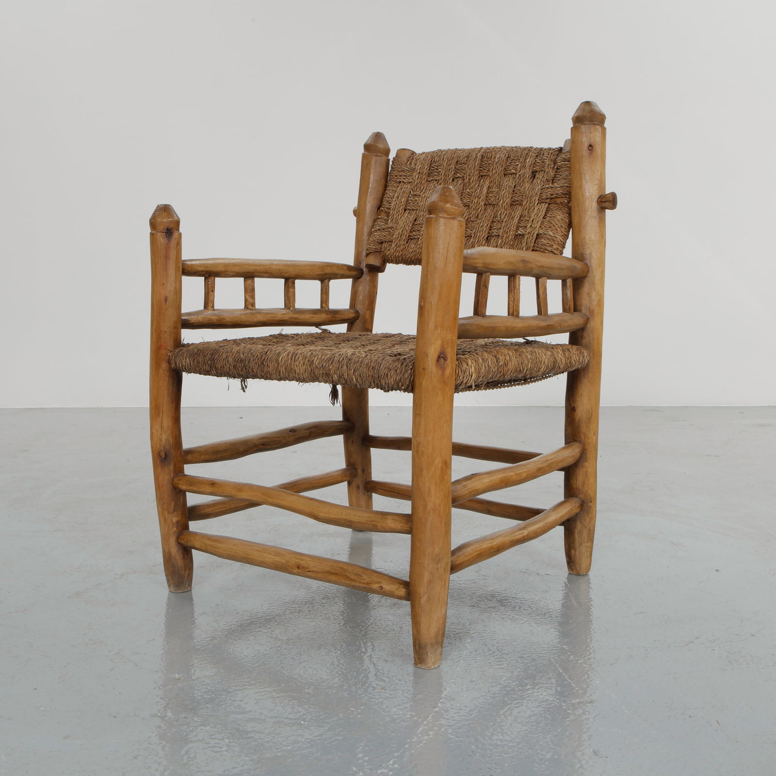 Rope and Wood Armchair attributed to Audoux Minet, 1950s (1 of 16)