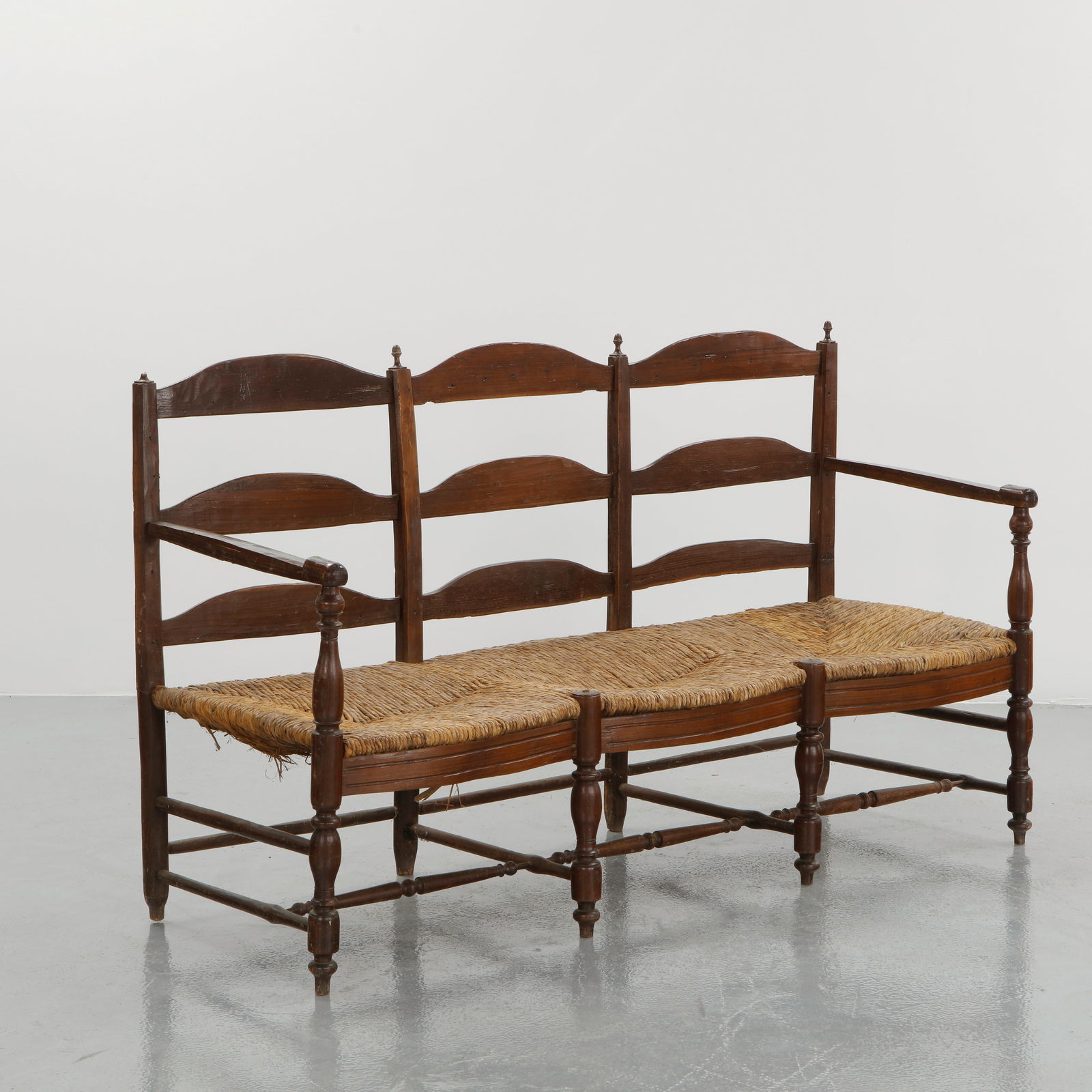 Three-Seater Provencal Rope and Wood Bench, 1950s (1 of 15)