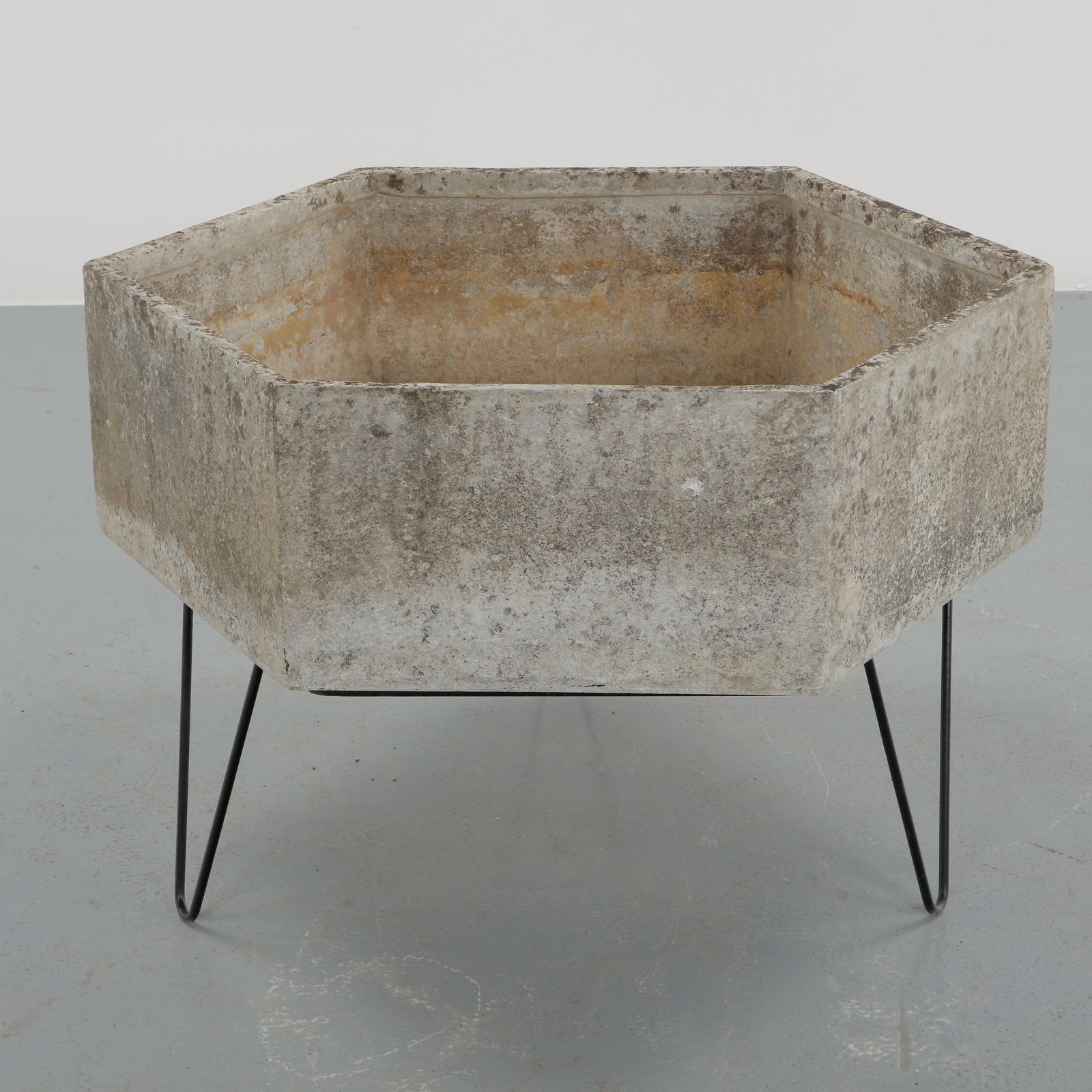 Willy Guhl, Hexagonal Concrete Planter on Metal Stand, 1960s (1 of 10)