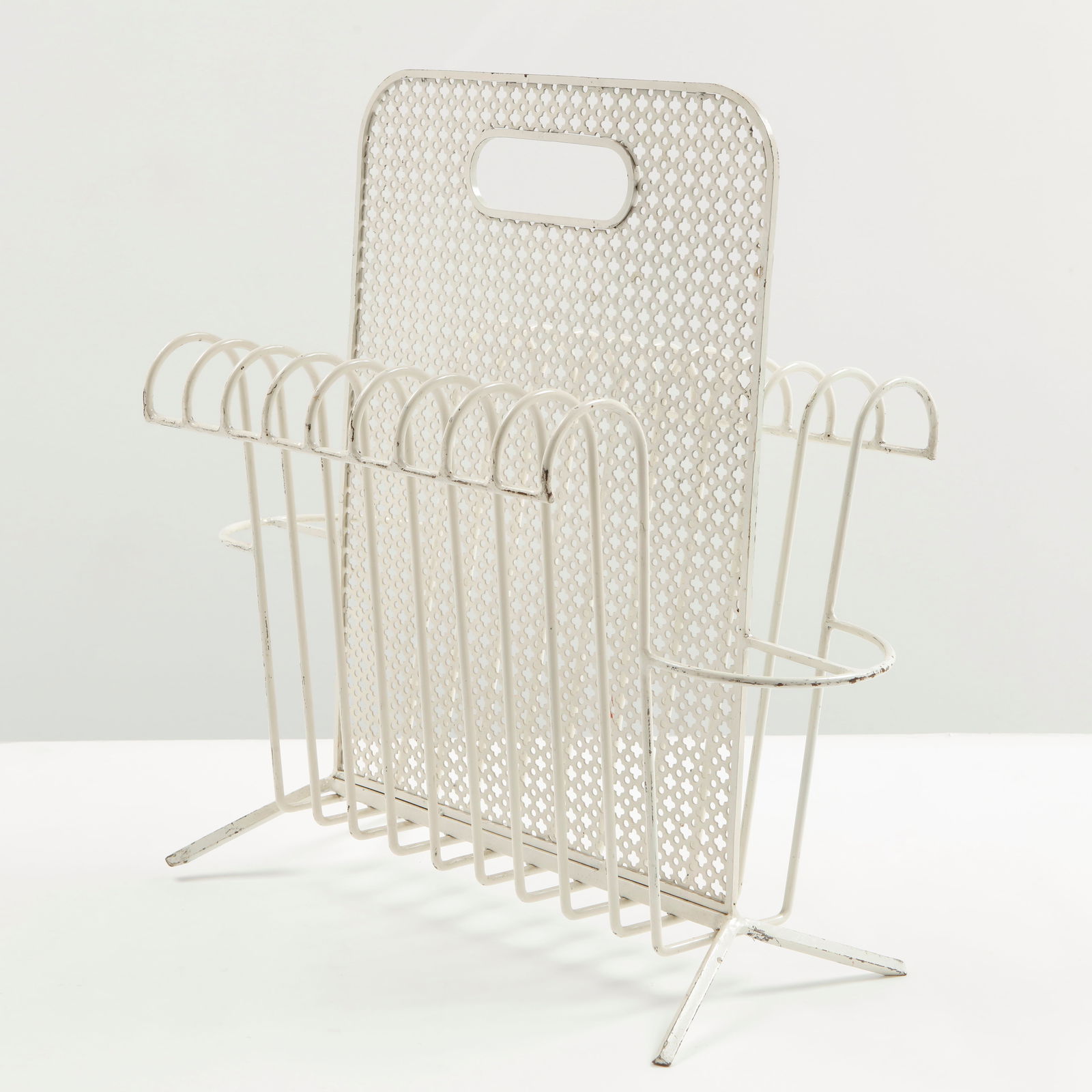 Mathieu Mategot, White Metal Magazine Rack, 1950s (1 of 10)