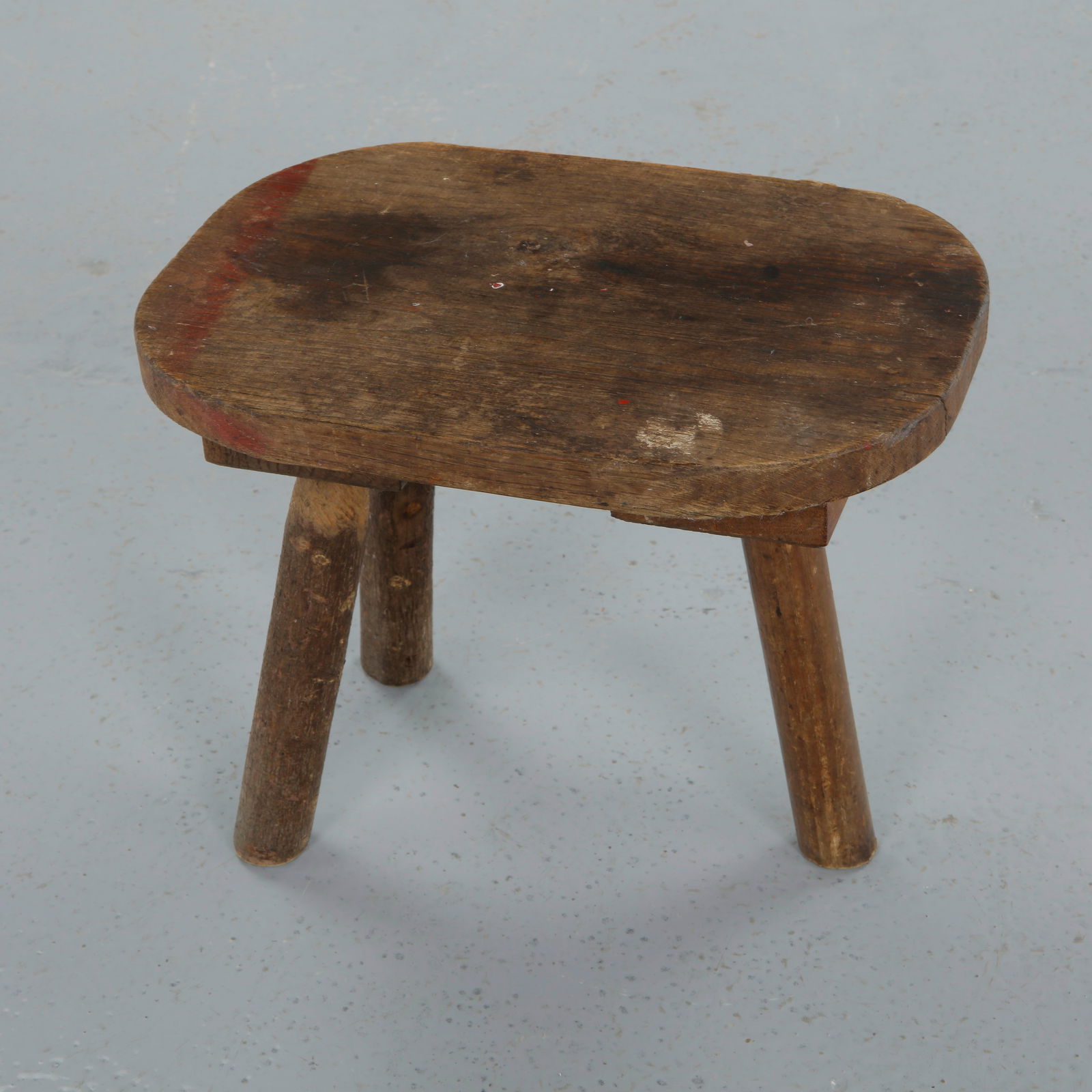 French Brutalist, Primitive Low Solid Wood Stool, 1940s (1 of 10)