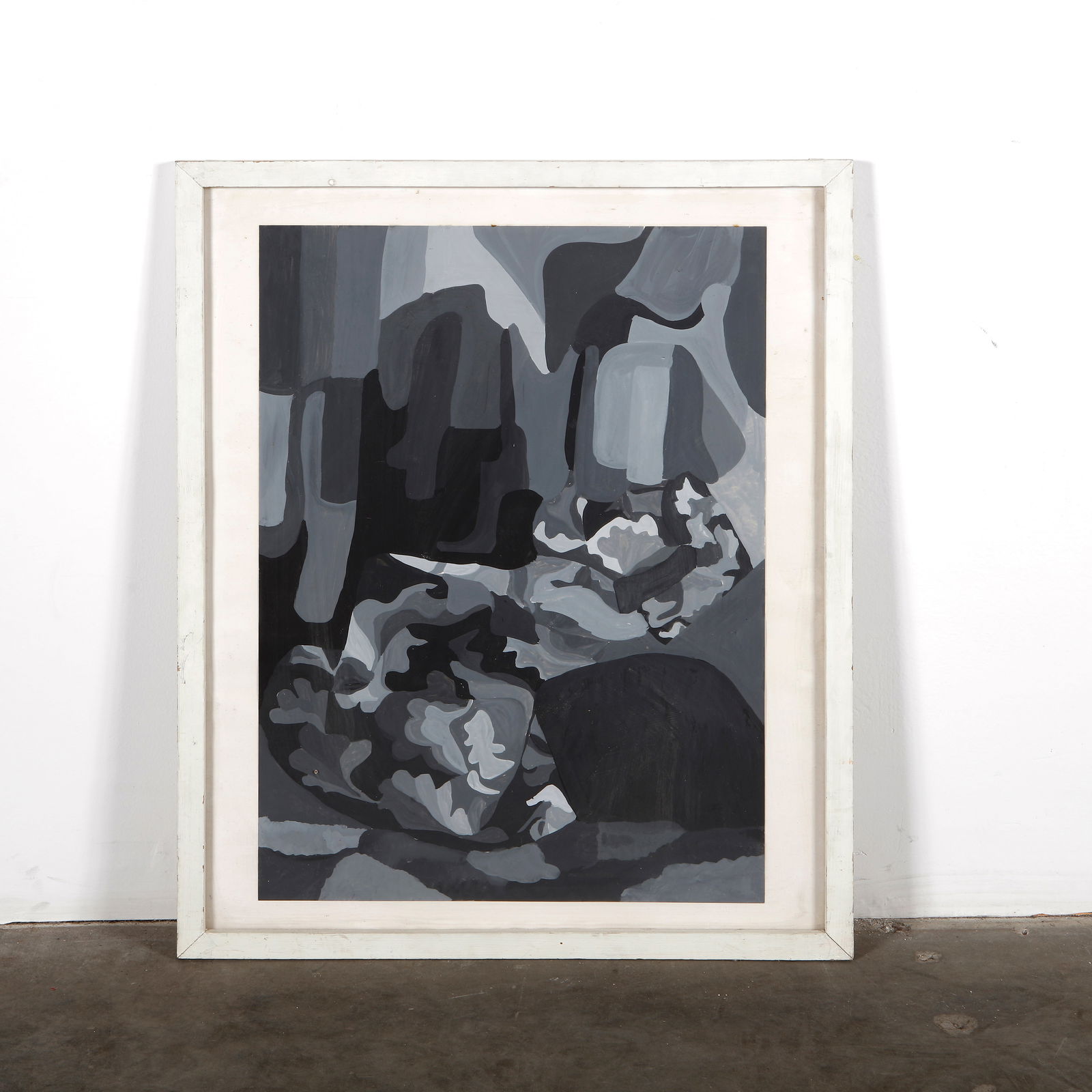 Maurice Perrenoud, Watercolor on Paper, 1960s: Monochrome abstract landscape on paper in layered greys, evoking geological formations or organic textures. Signed. Height: 26.25 in. Width: 32.5 in.