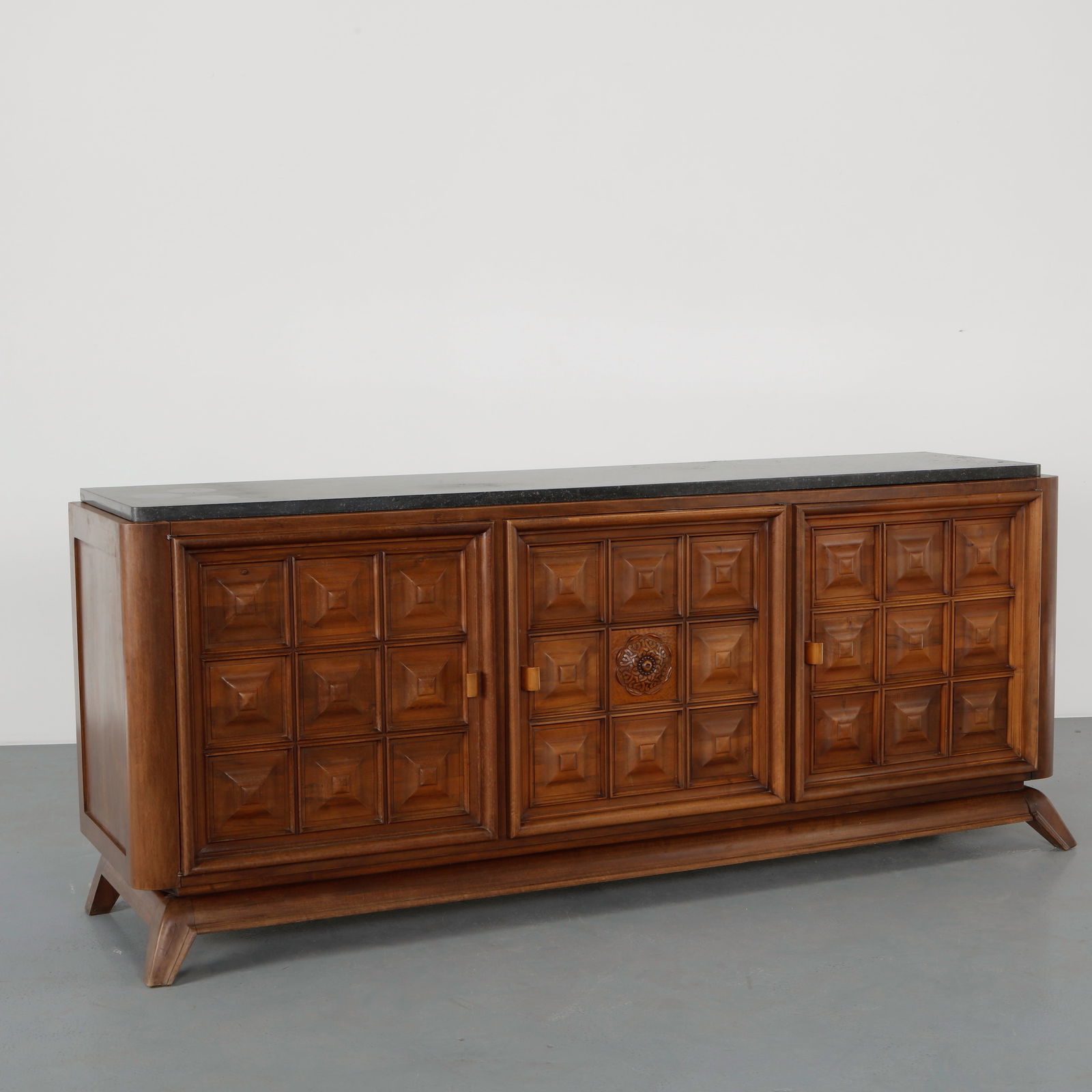 Brutalist Solid Oak Sideboard, France, 1940s (1 of 20)
