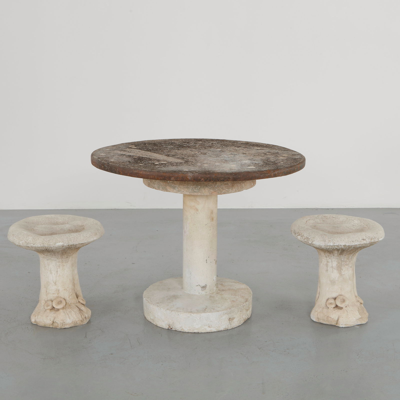 Stone Table with Concrete Mushroom Stools, 1960s (1 of 20)