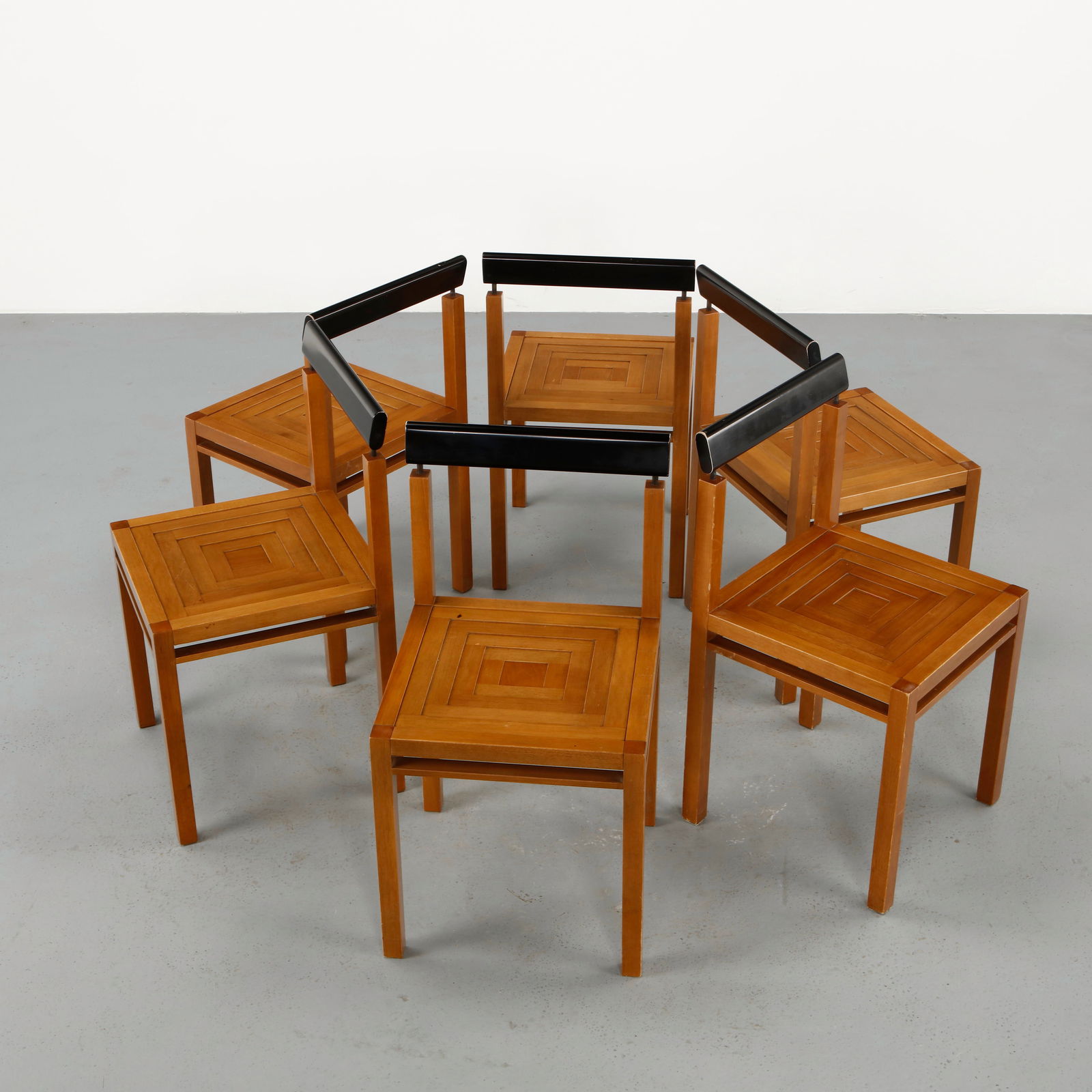Set of Six Modernist Oak Chairs with Geometric Seat Pattern, 1960s (1 of 20)