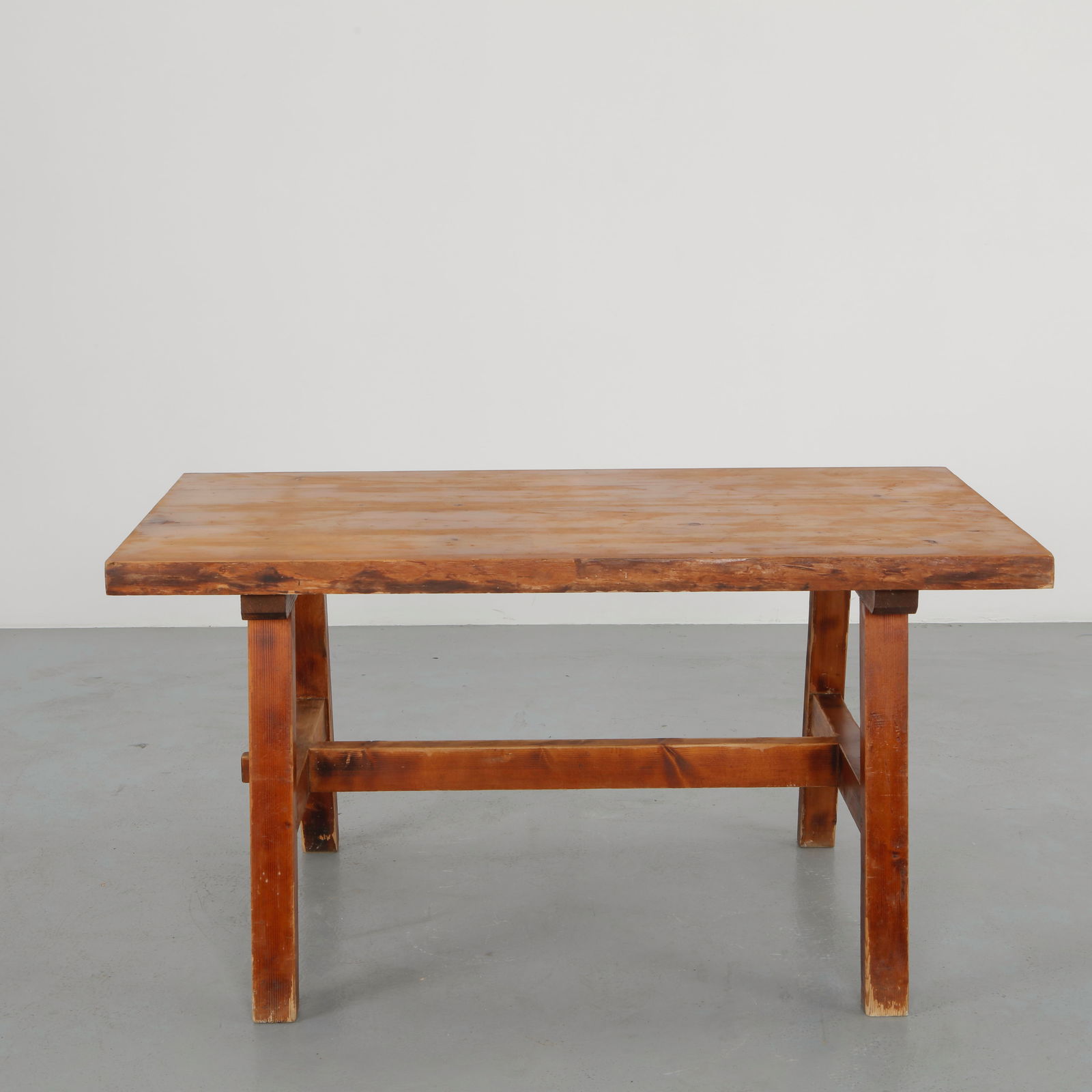 Solid Brutalist Wood Table, 1950s - 2