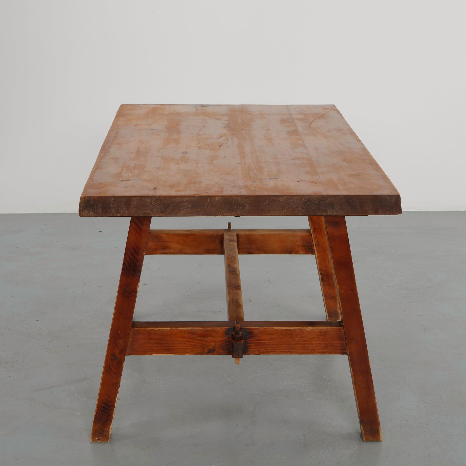 Solid Brutalist Wood Table, 1950s - 3