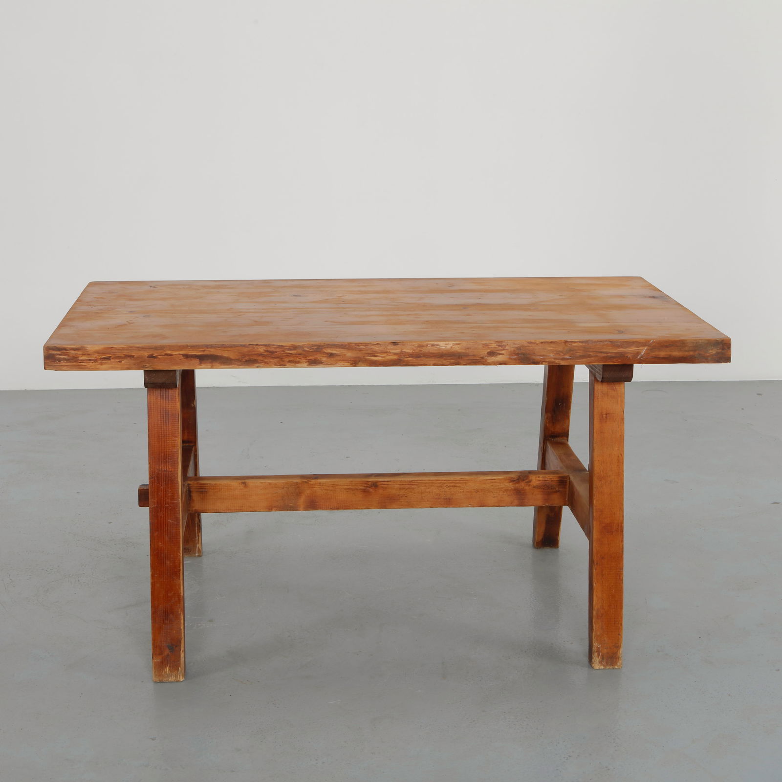 Solid Brutalist Wood Table, 1950s - 5