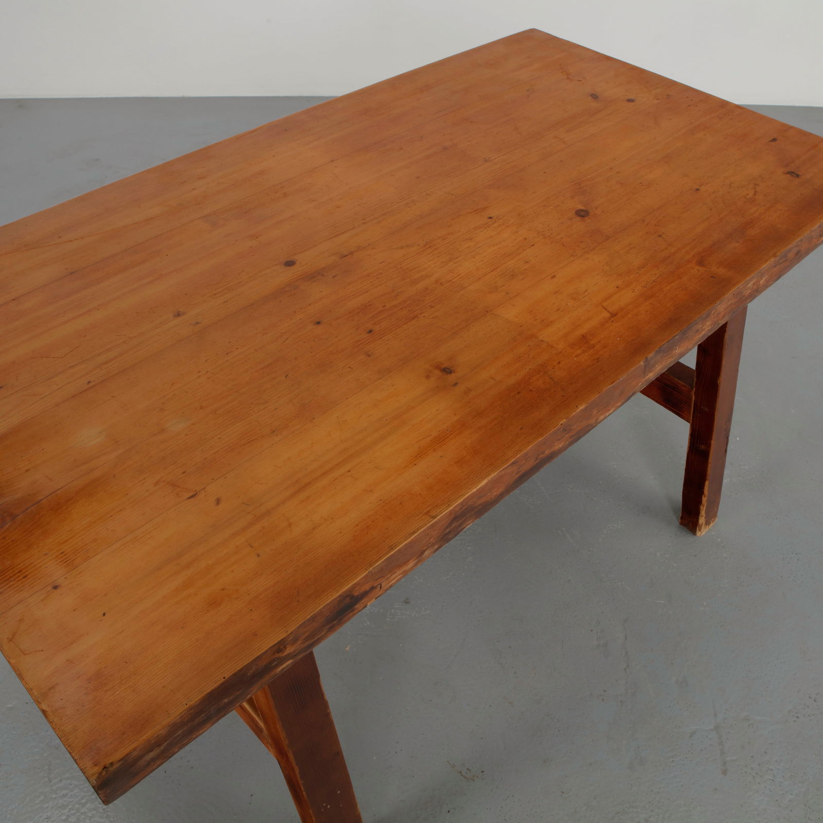 Solid Brutalist Wood Table, 1950s - 9