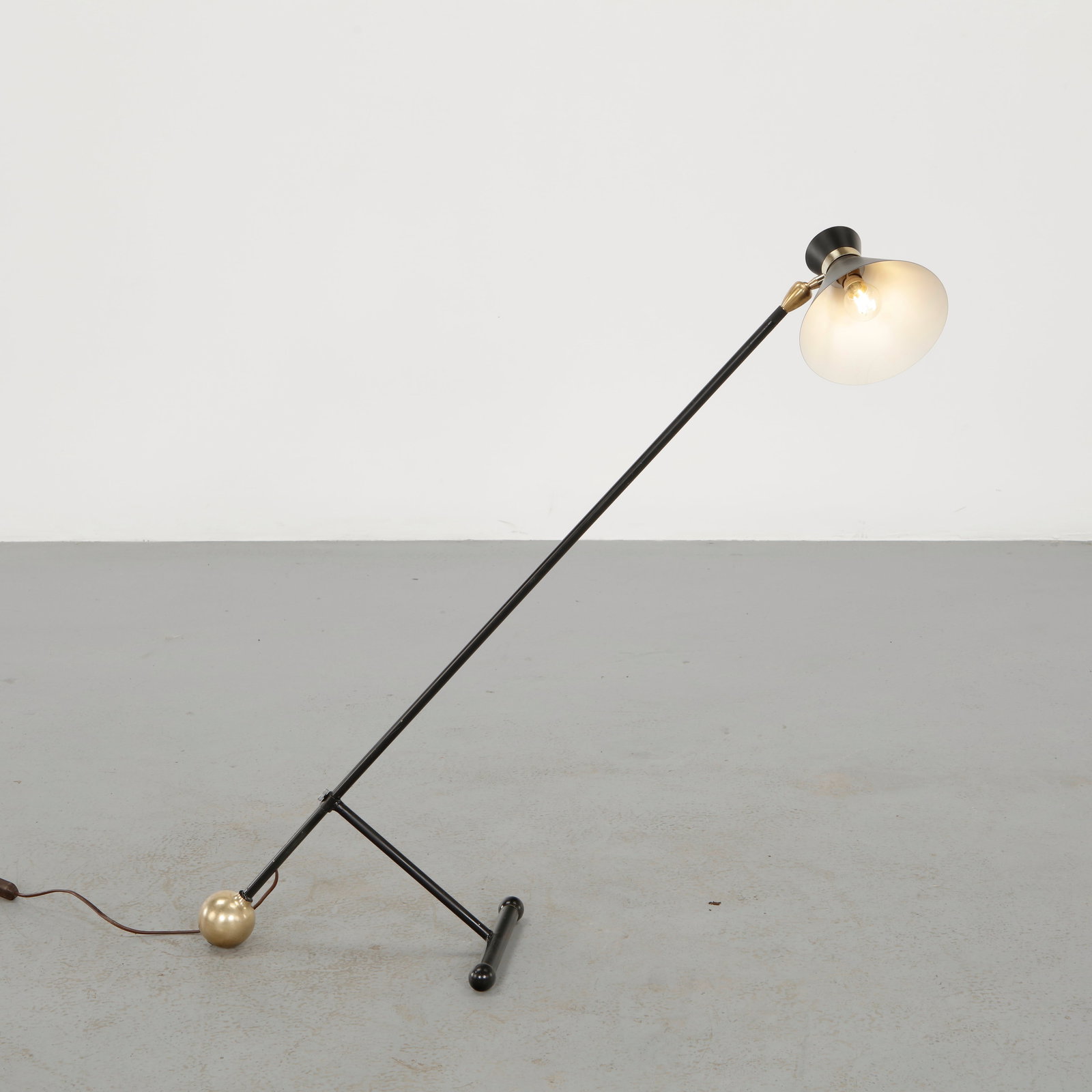 Italian Floor Lamp with Black Metal Shade, 1960s (1 of 18)