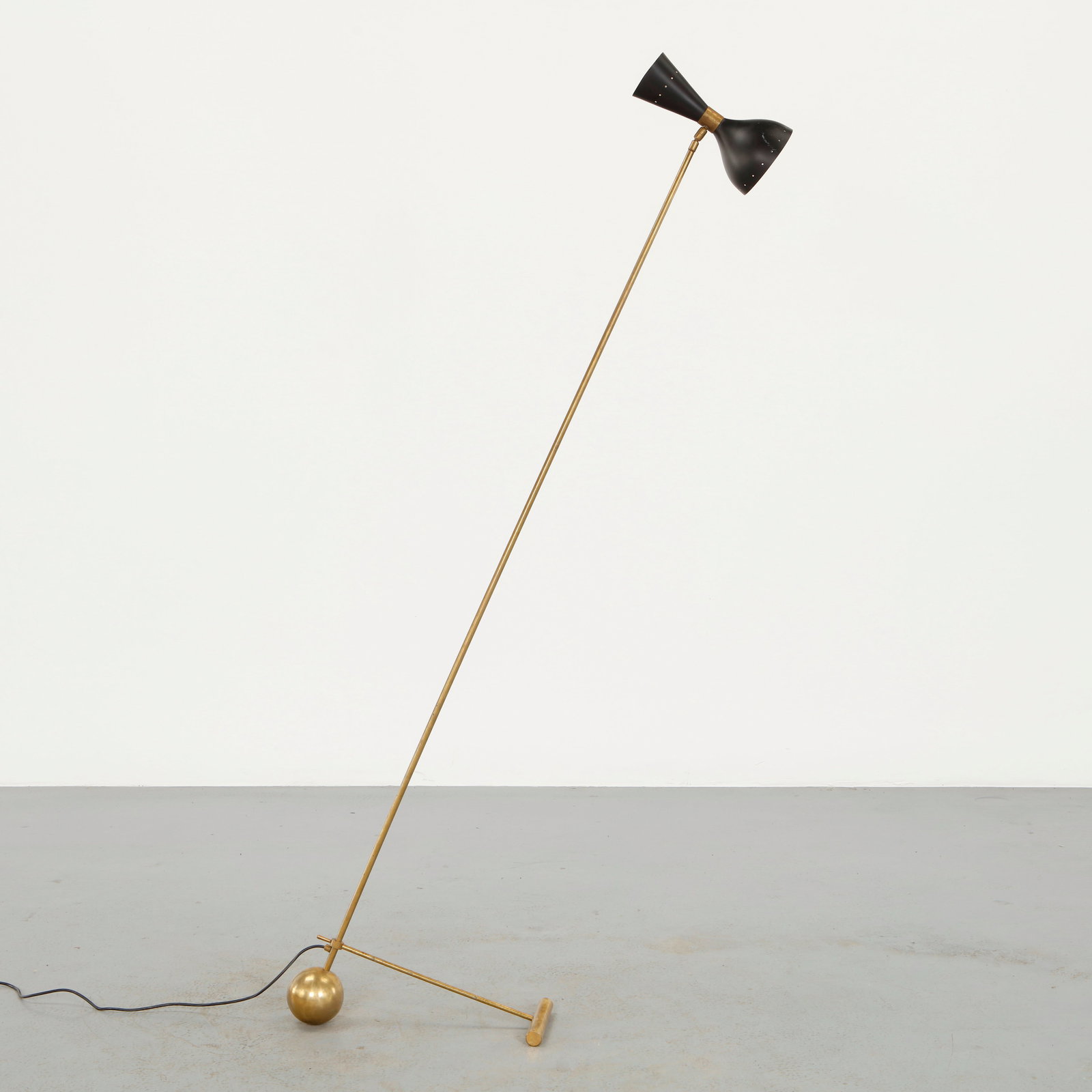Italian Floor Lamp with Black Metal Shade, 1960s (1 of 15)