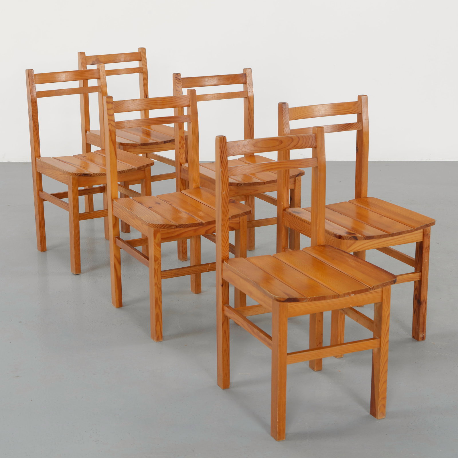 Pierre Begue, Set of Six Wood Chairs, 1960s (1 of 20)