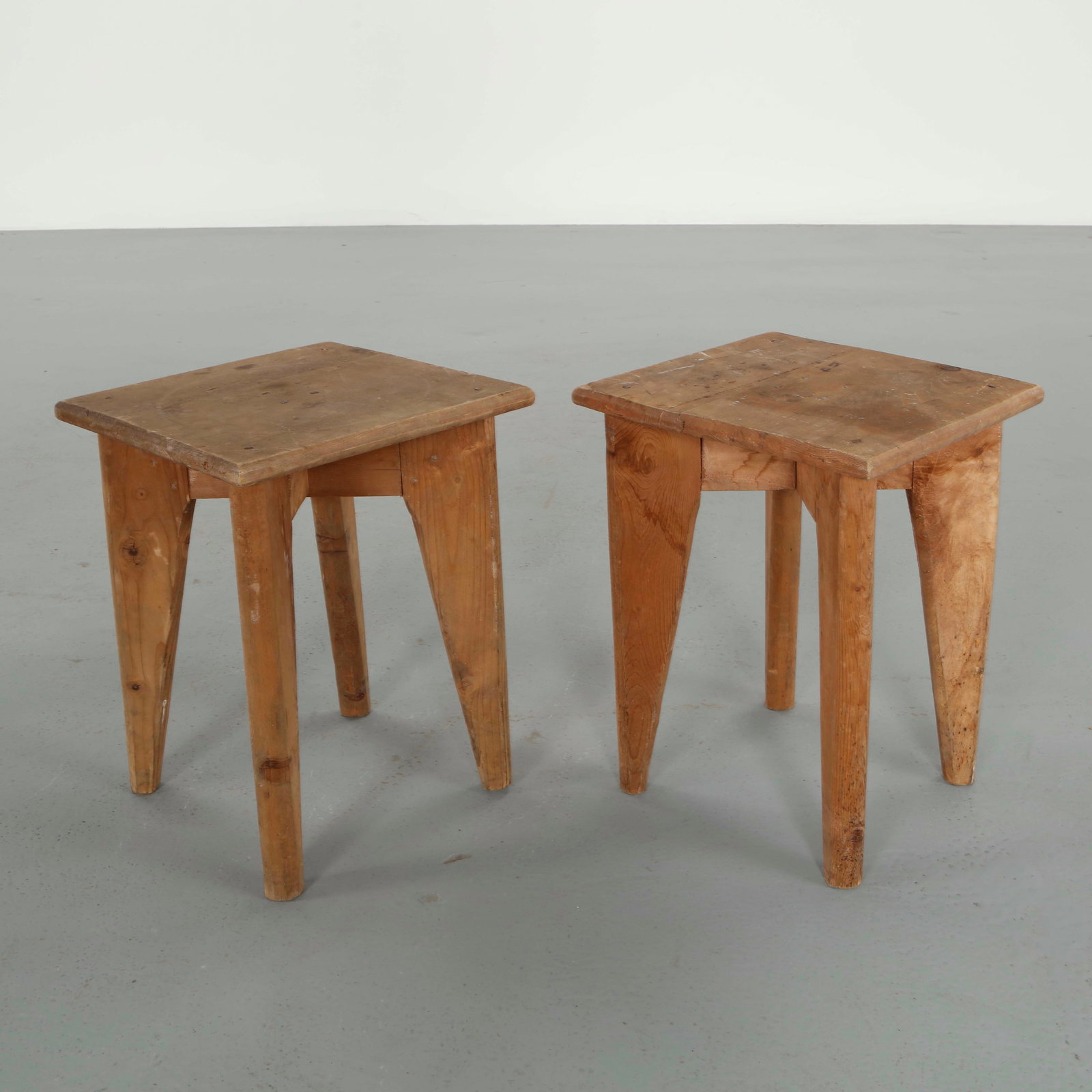 Pair of Rustic Wood Stools, 1960s (1 of 15)