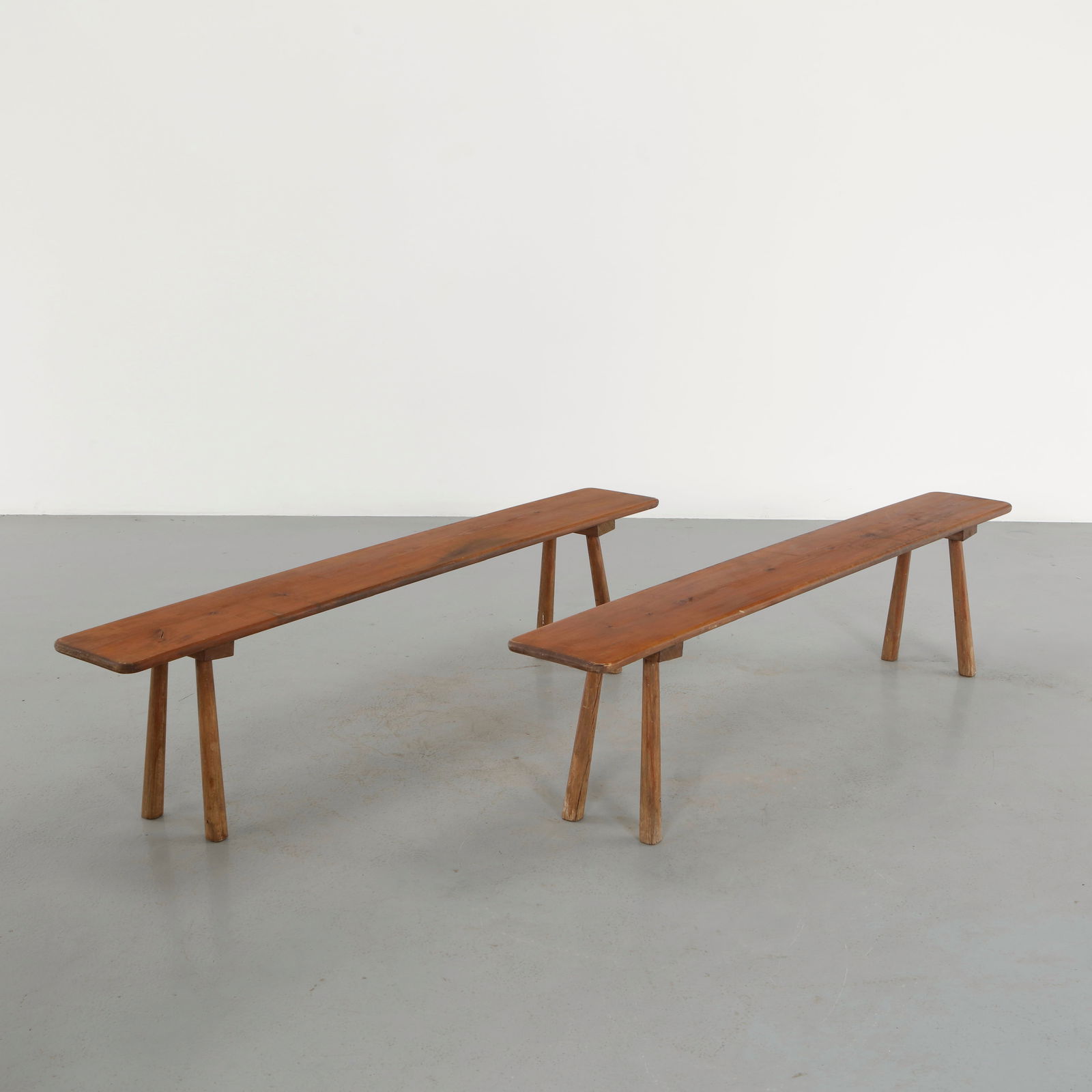 Pair of Brutalist Wood Benches, 1960s (1 of 15)