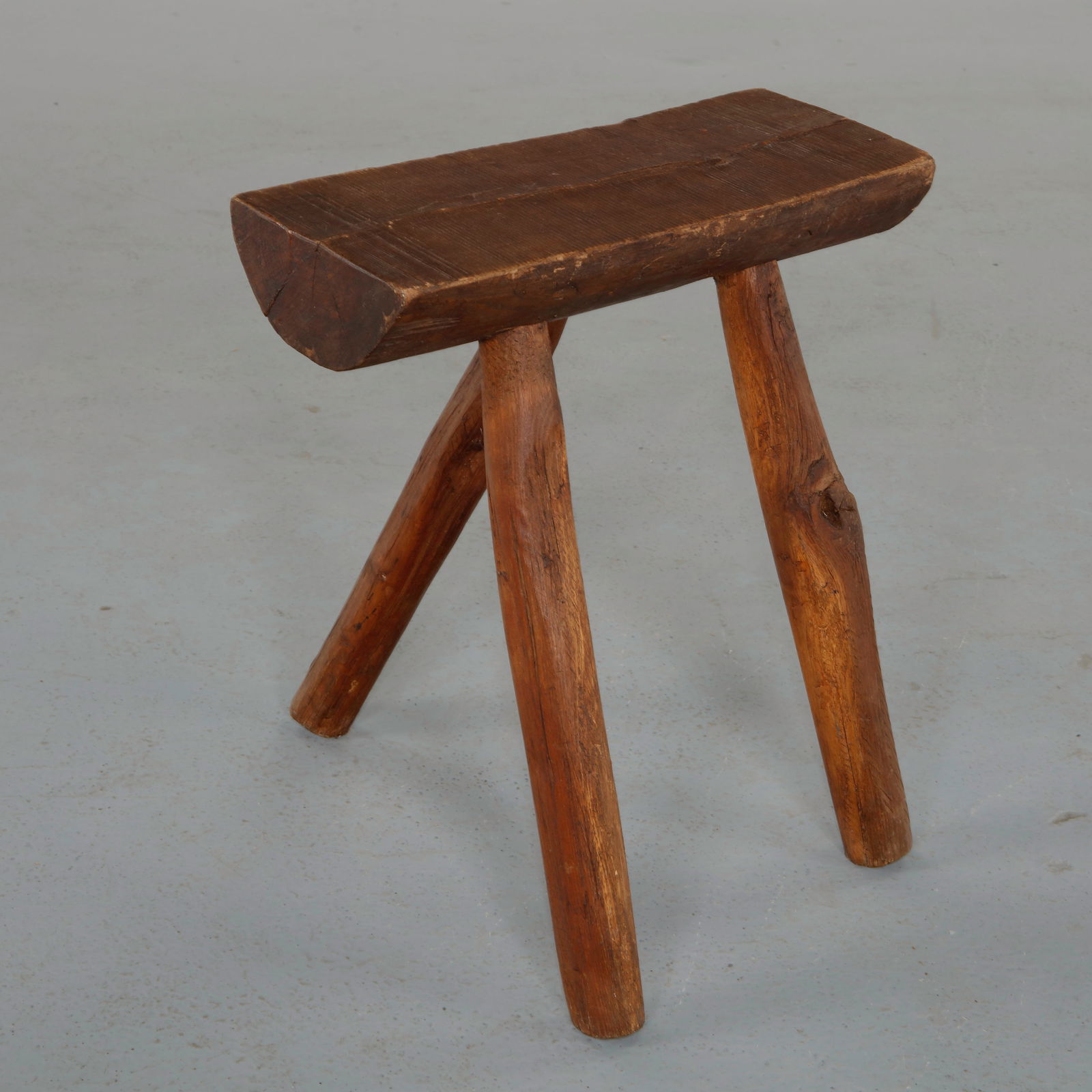 Primitive Rectangular Tripod Stool, 1950s - 7