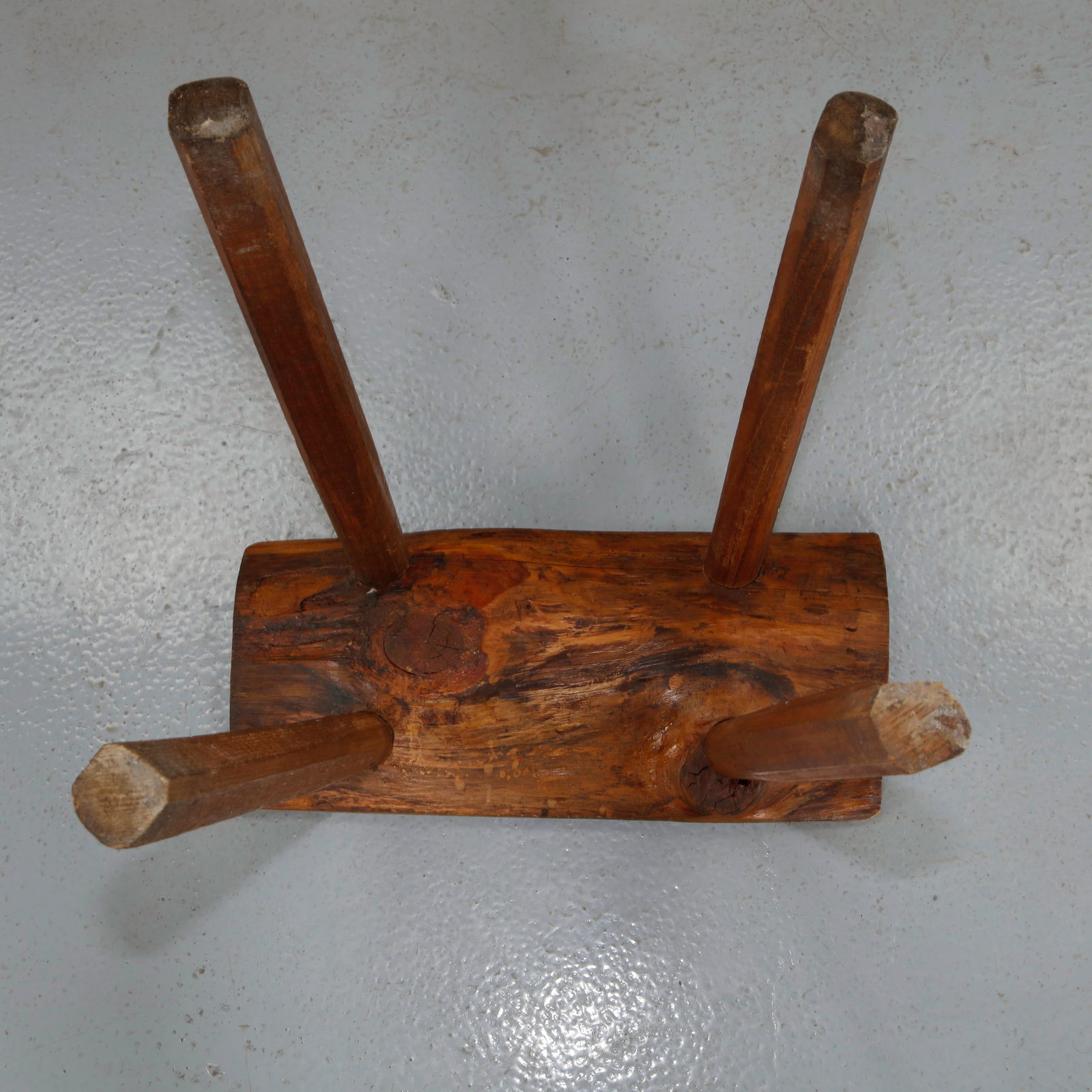 Brutalist Rectangular Solid Wood Stool, 1960s - 12