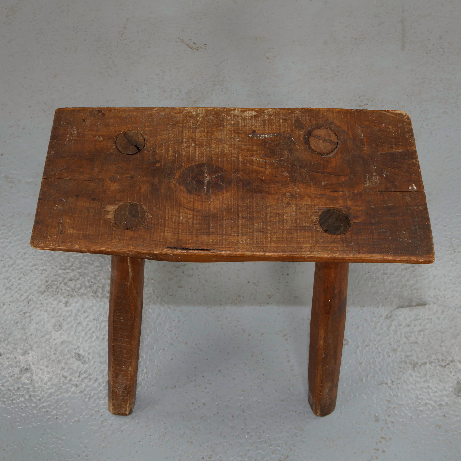 Brutalist Rectangular Solid Wood Stool, 1960s - 8