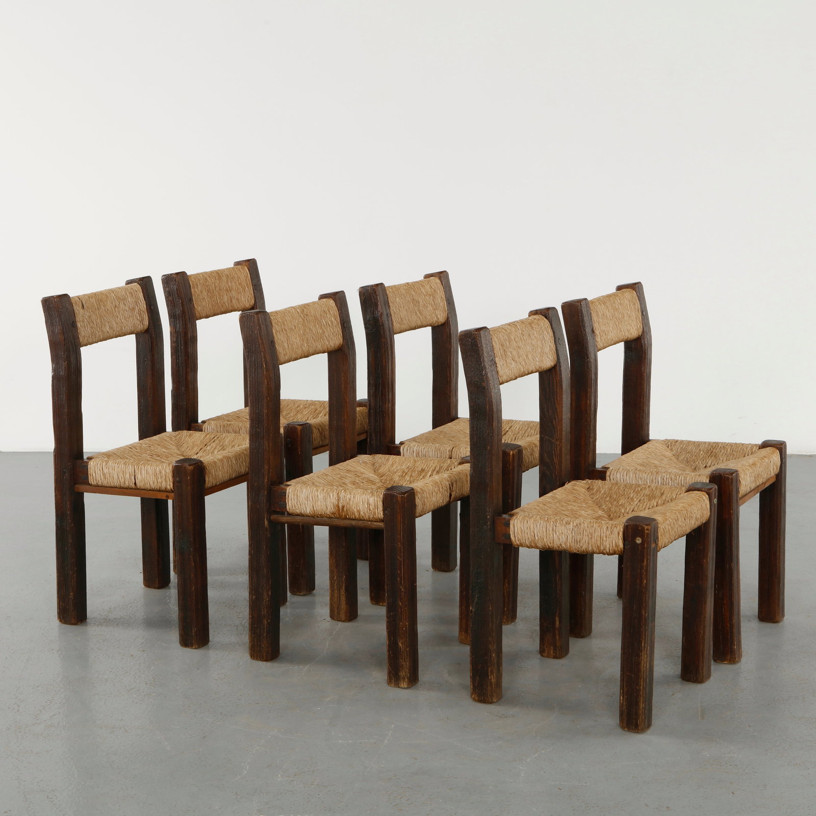 Set of Six Rope and Wood Chairs in the style of Charlotte Perriand, 1960s (1 of 20)