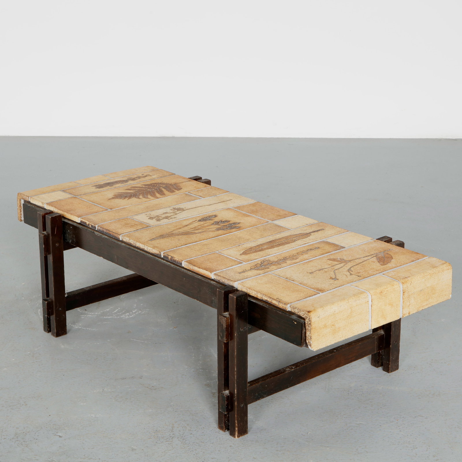 Roger Capron, Rectangular Garrigue Coffee Table with Botanical Tile Frieze, 1960s (1 of 15)