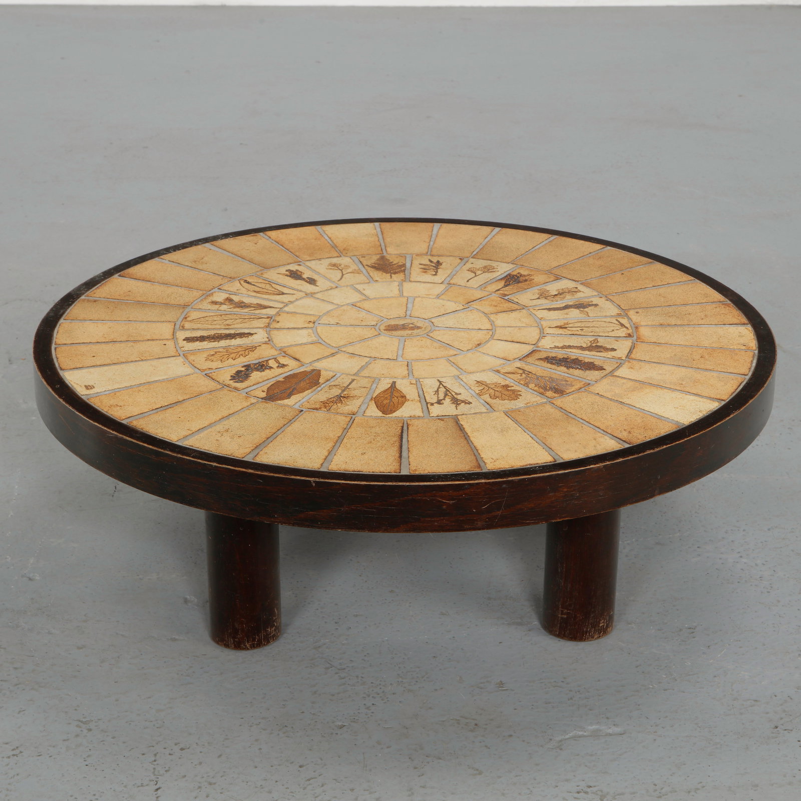 Roger Capron, Circular Garrigue Coffee Table with Radial Botanical Composition, 1960s (1 of 10)