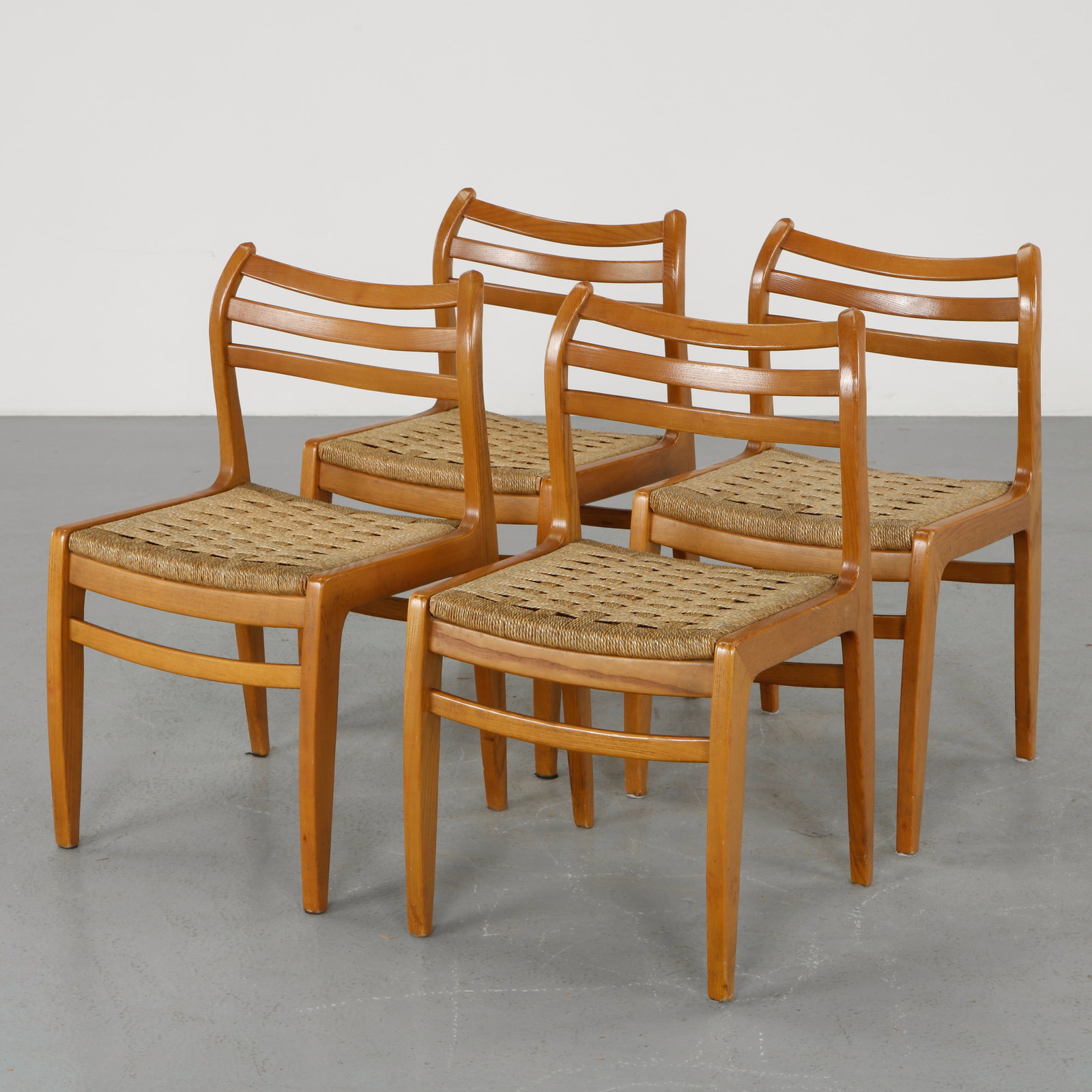 N.O. Moller, Set of Four Wood and Rope Chairs, 1960s (1 of 20)