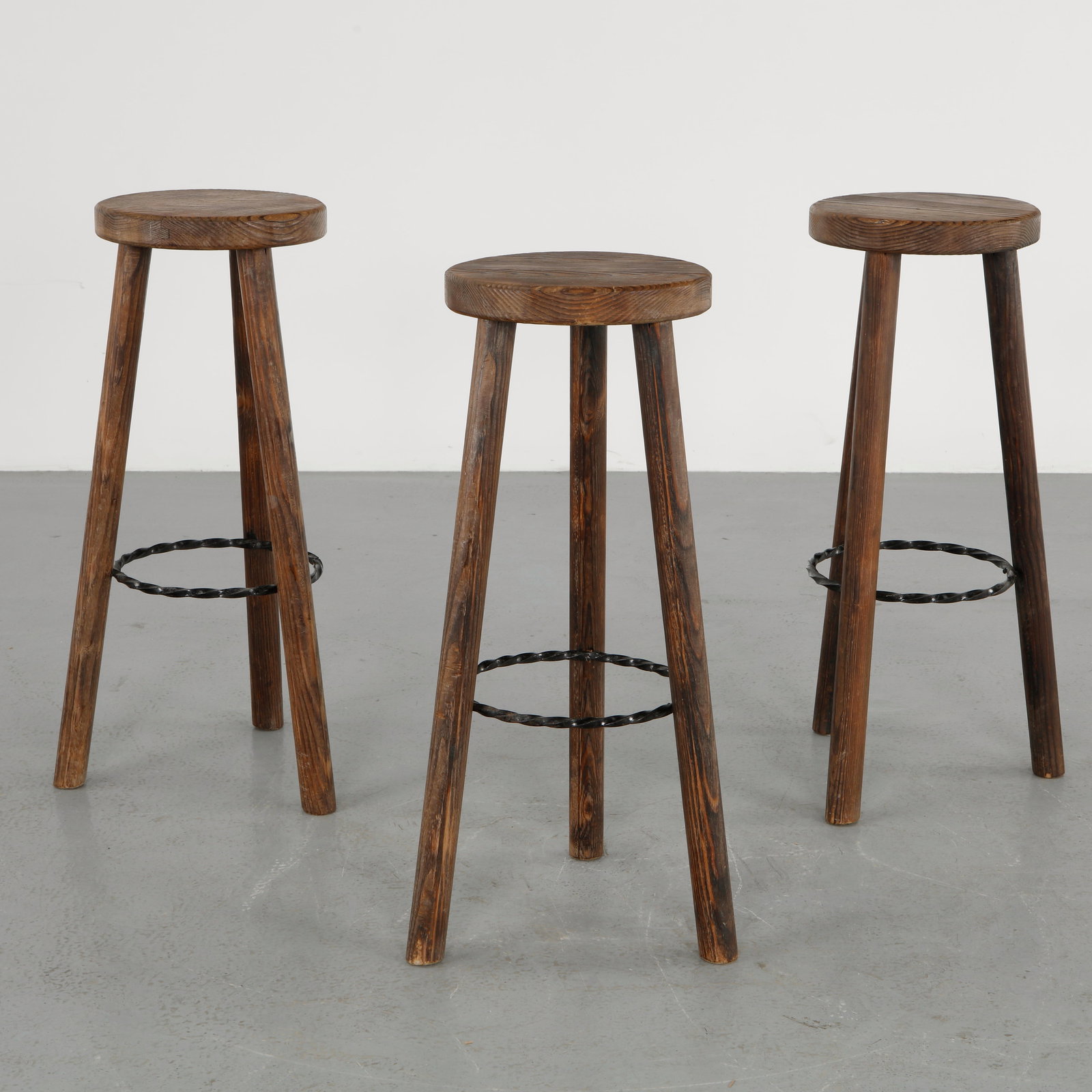 Set of Three Brutalist Bar Stools, 1960s (1 of 16)