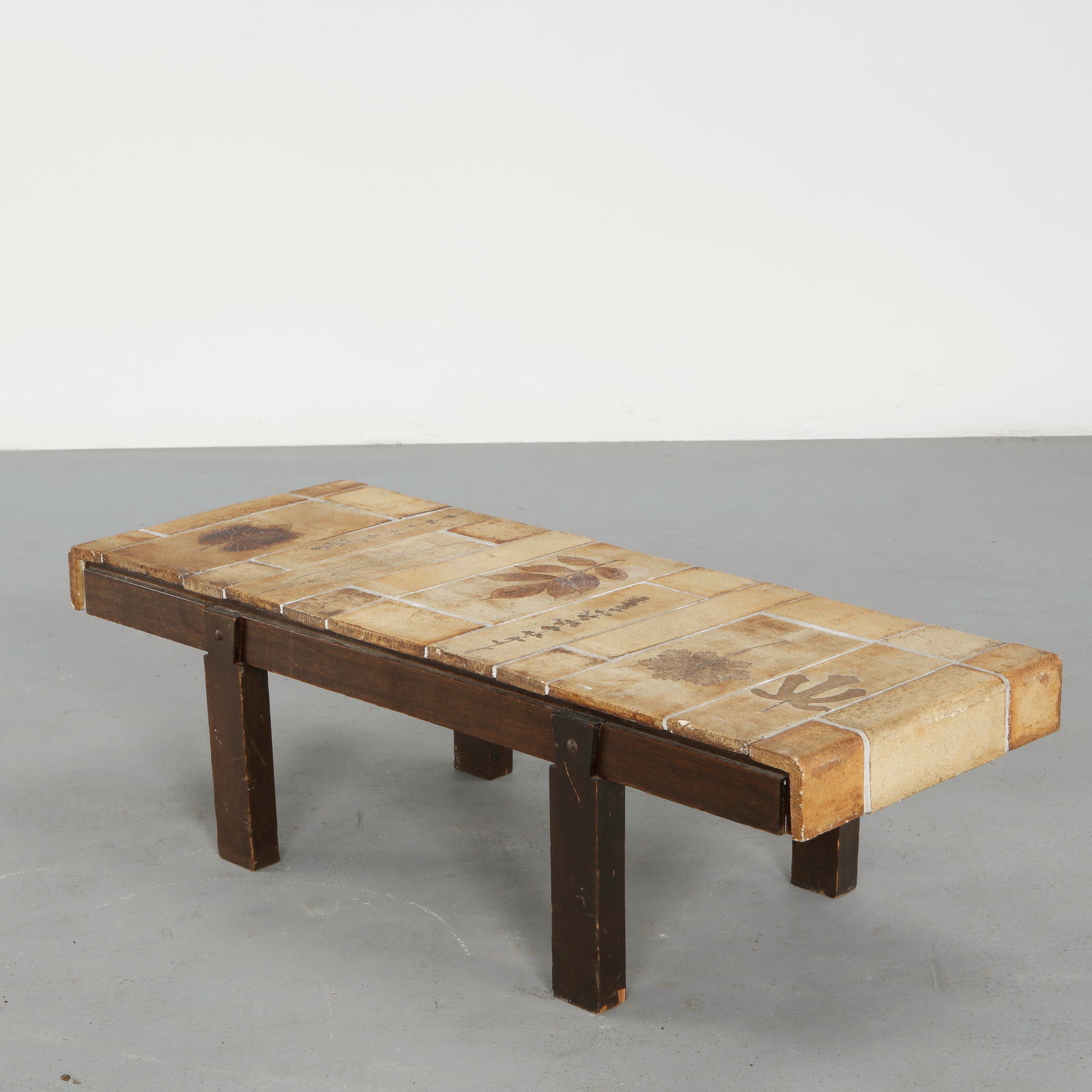 Roger Capron, Rectangular Garrigue Coffee Table with Linear Tile Composition, Vallauris, 1960s (1 of 15)