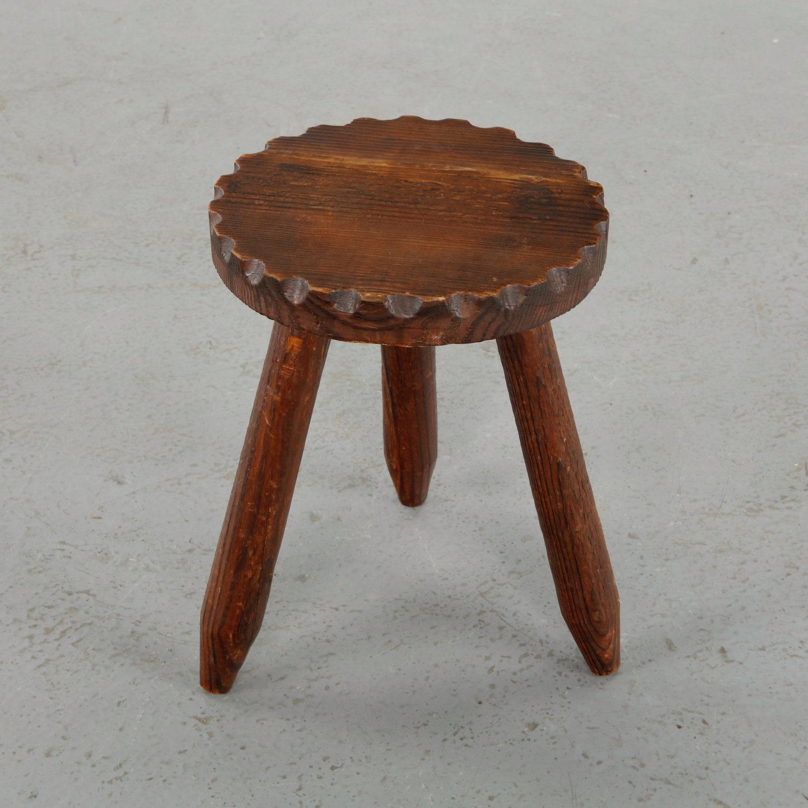 Brutalist Tripod Woden Stool, 1960s (1 of 8)
