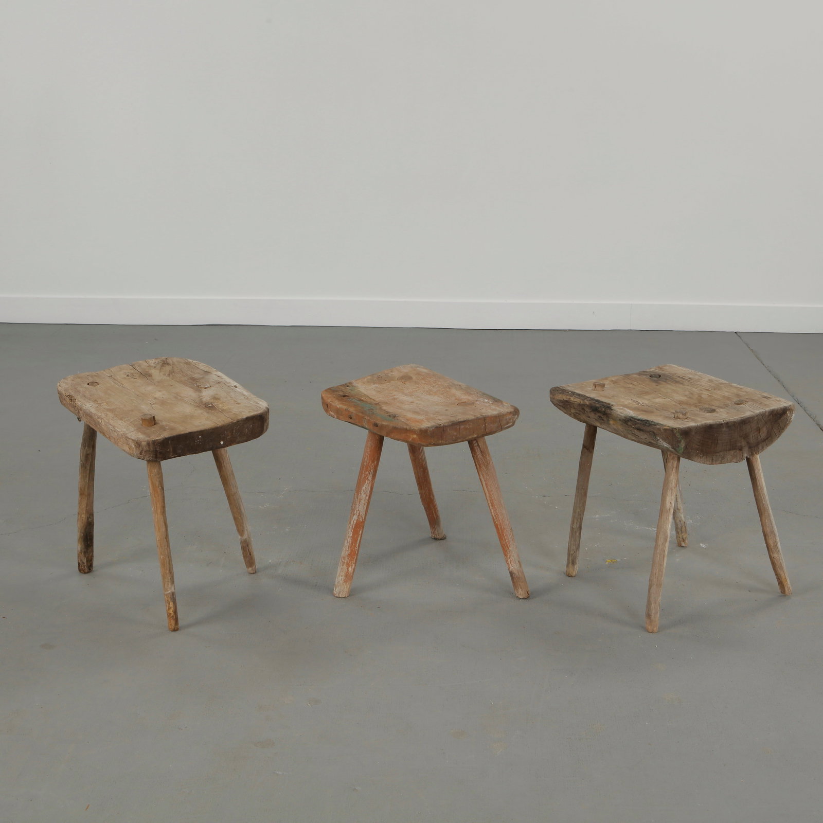 Set of Three Primitive Farmhouse Stools, 1960s (1 of 20)