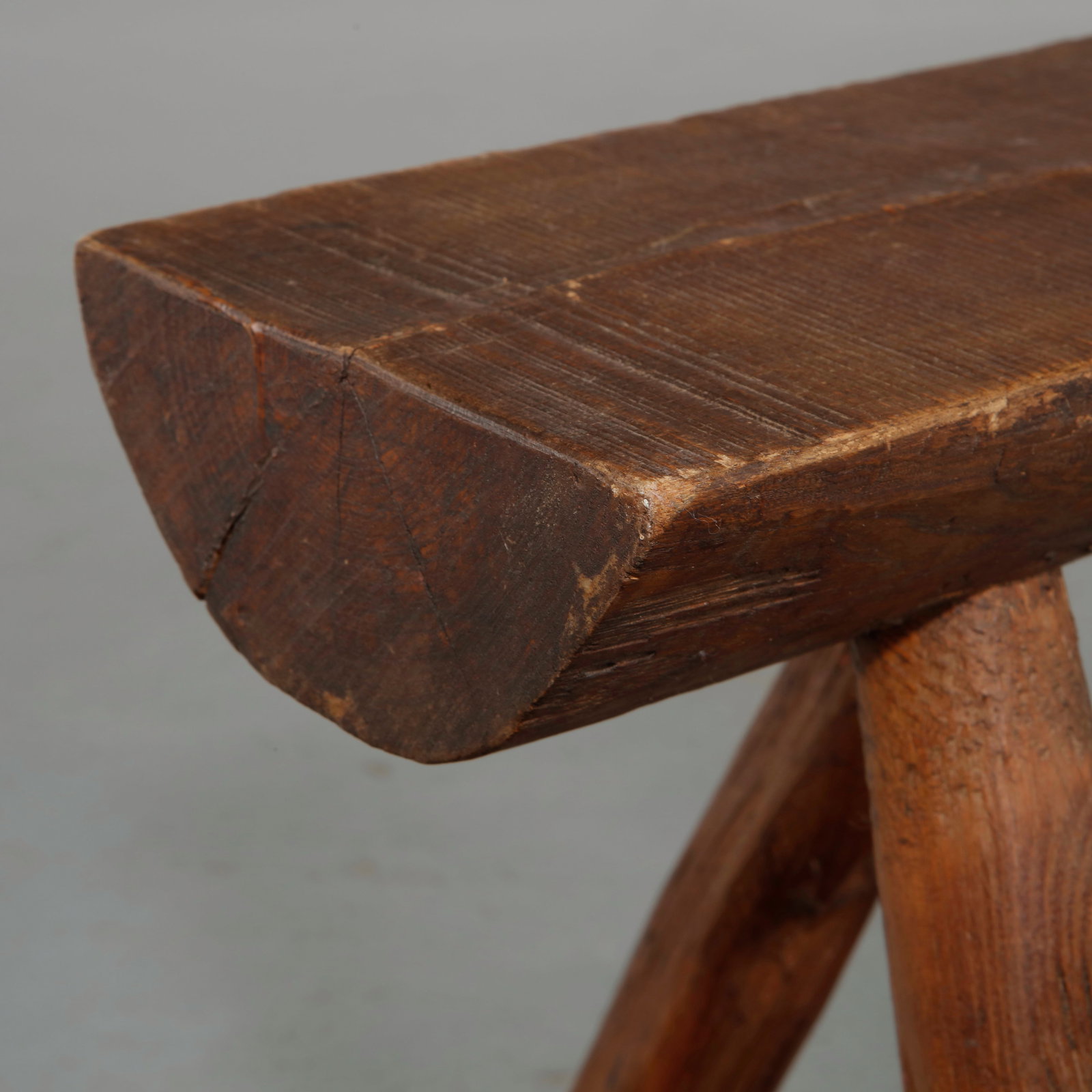 Primitive Rectangular Tripod Stool, 1950s - 11