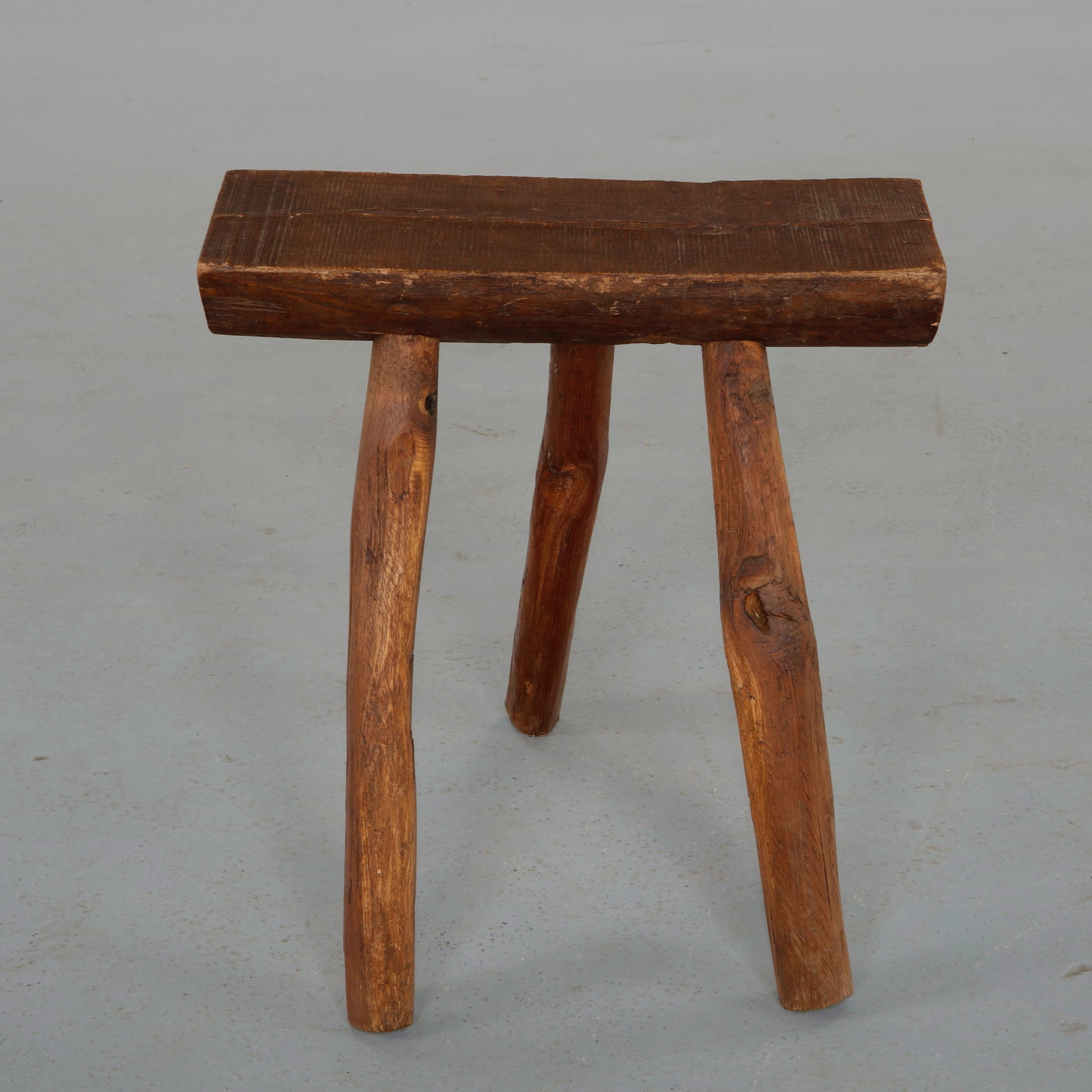 Primitive Rectangular Tripod Stool, 1950s - 2