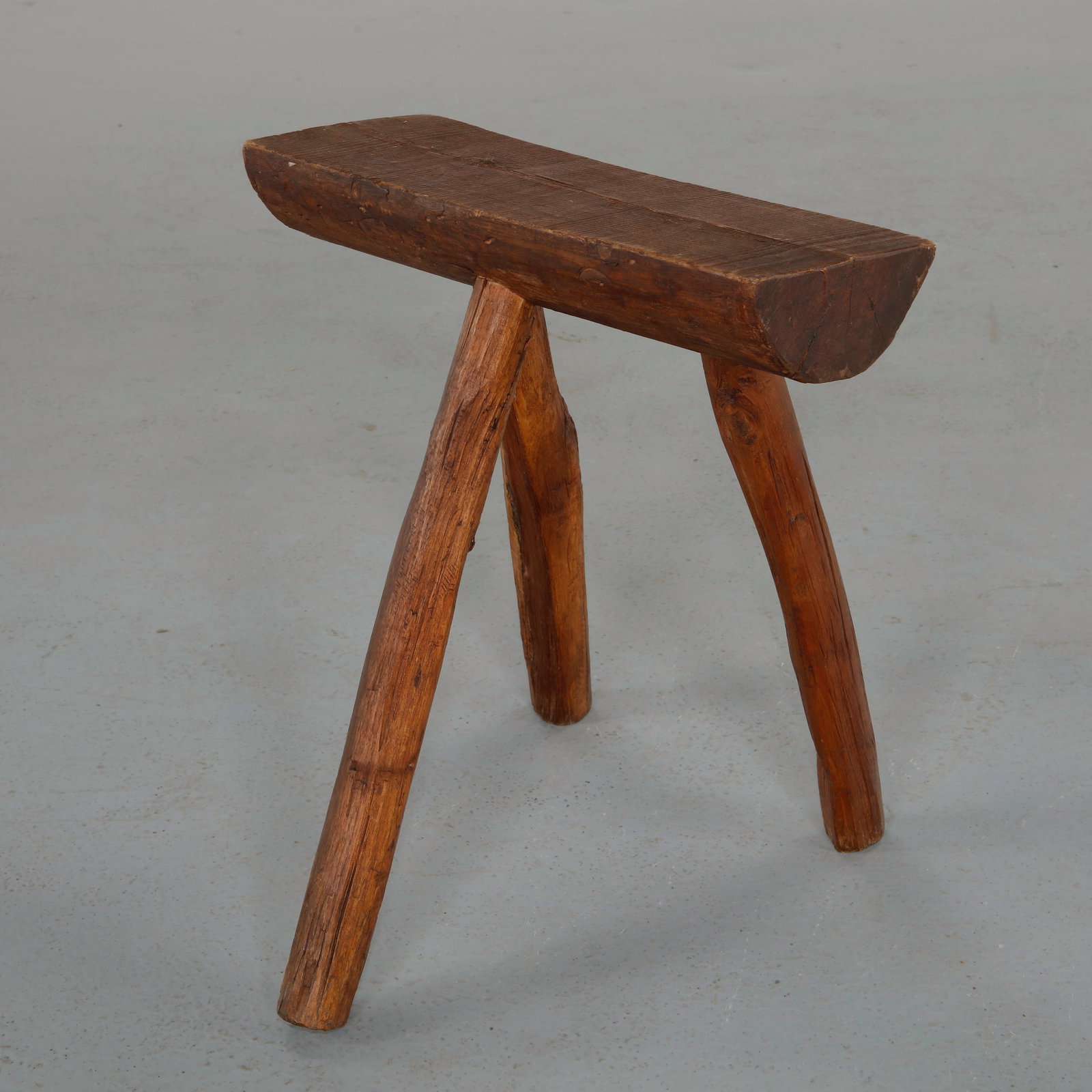 Primitive Rectangular Tripod Stool, 1950s - 5