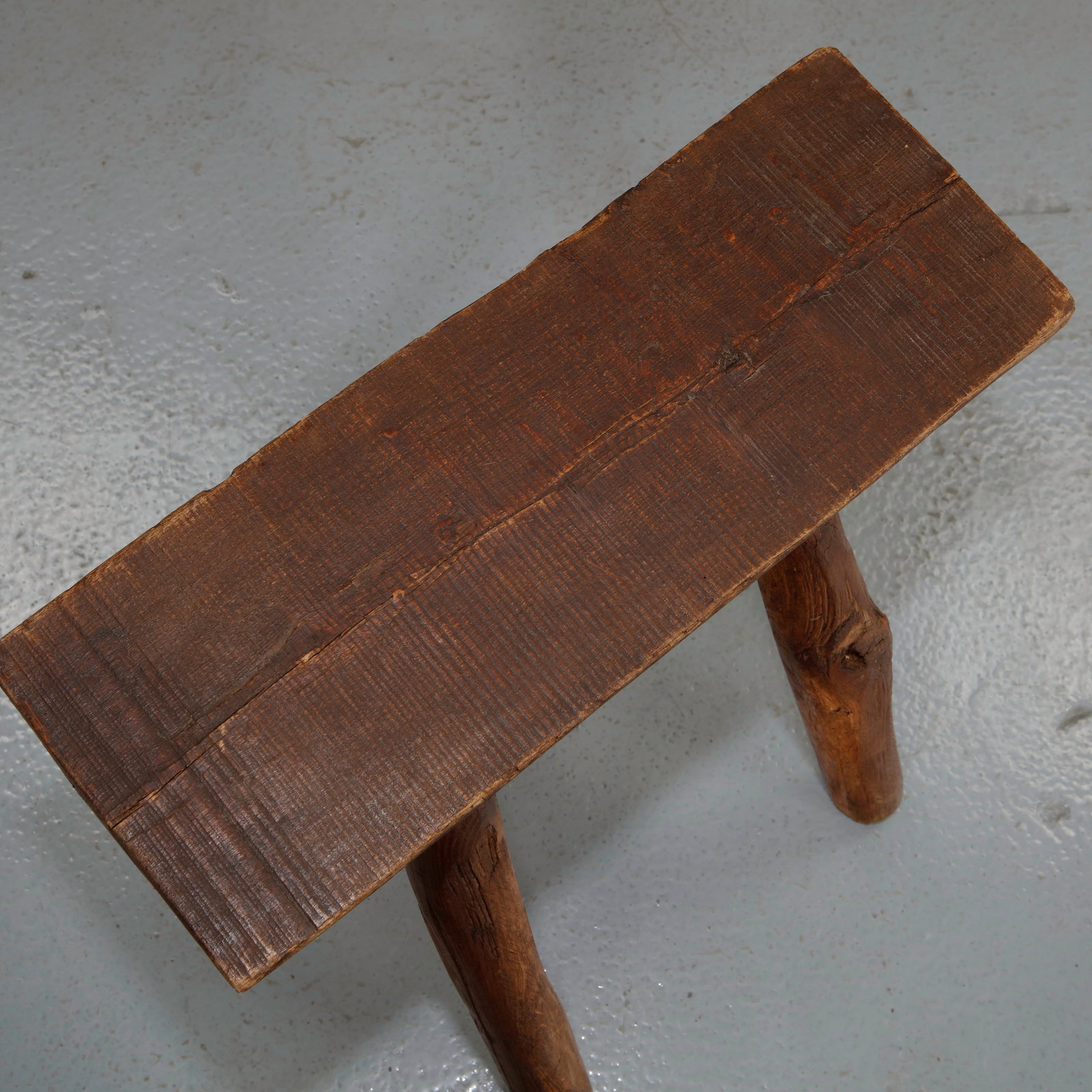 Primitive Rectangular Tripod Stool, 1950s - 8