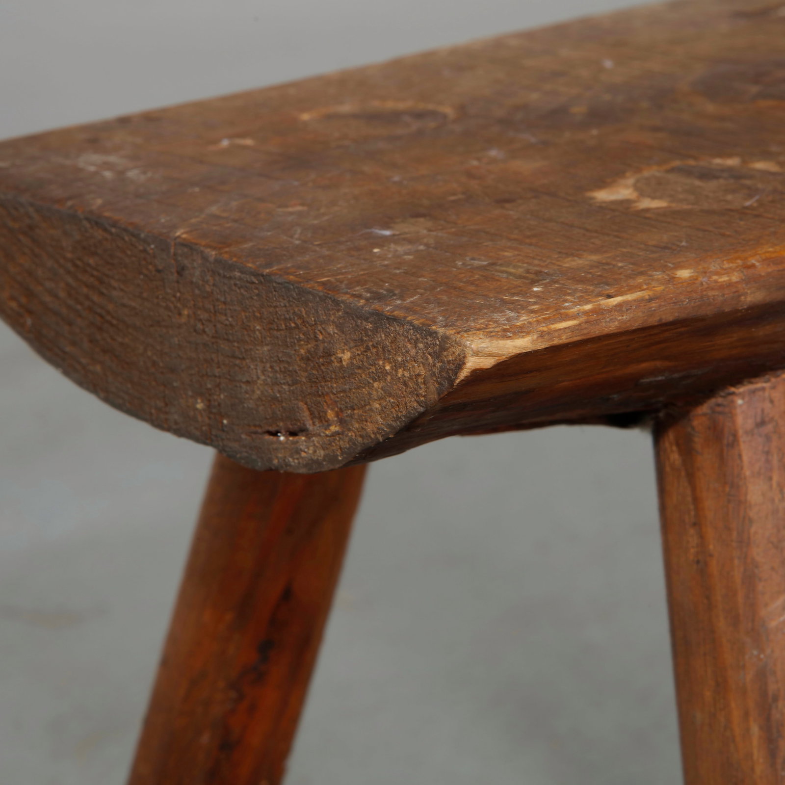 Brutalist Rectangular Solid Wood Stool, 1960s - 10