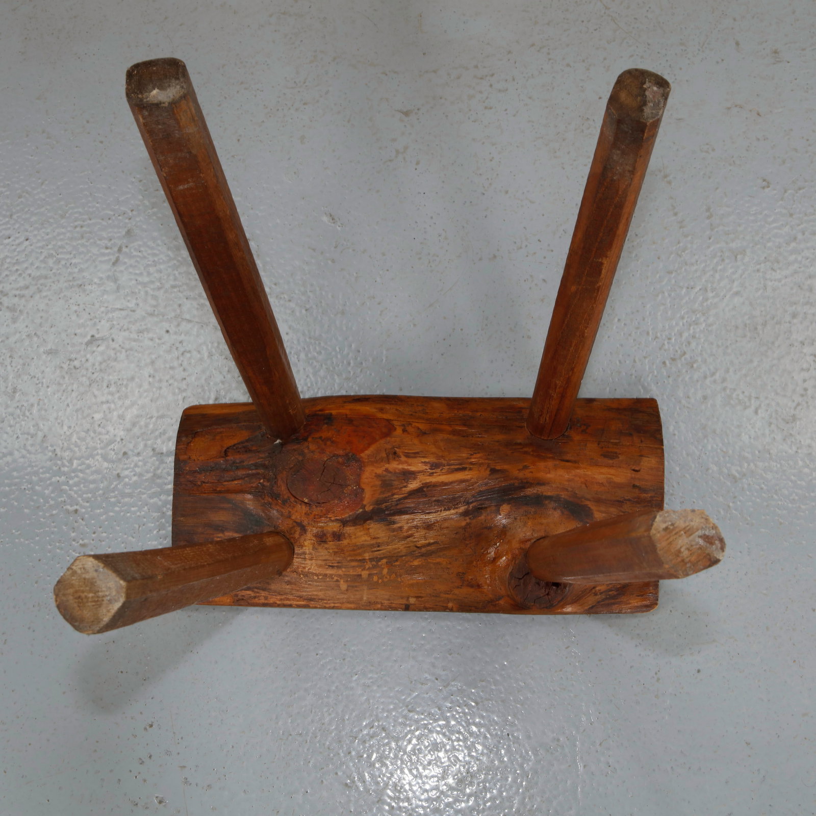 Brutalist Rectangular Solid Wood Stool, 1960s - 12