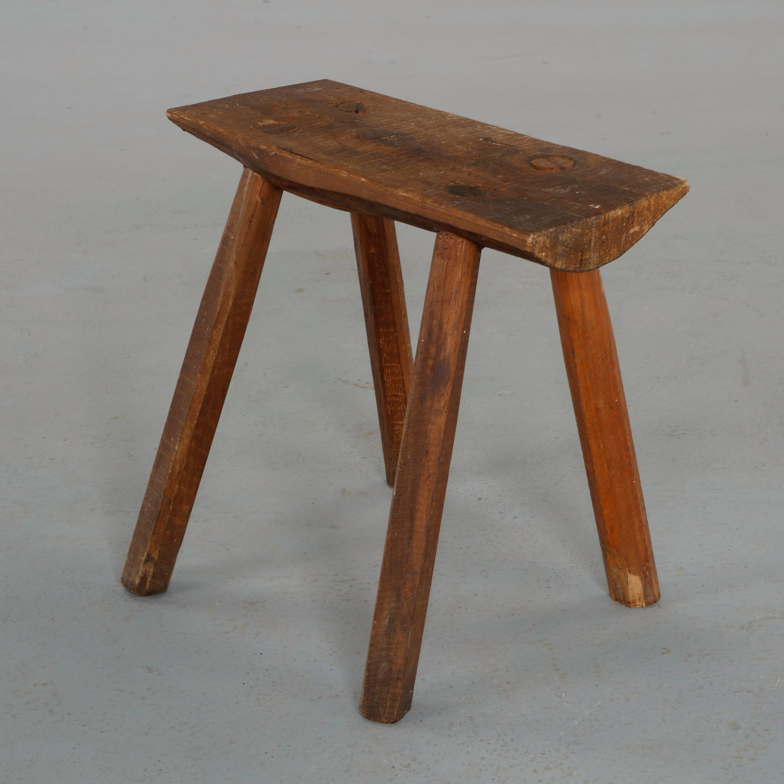 Brutalist Rectangular Solid Wood Stool, 1960s (1 of 12)