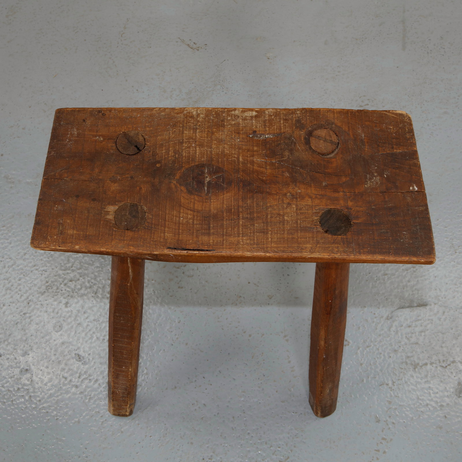 Brutalist Rectangular Solid Wood Stool, 1960s - 8