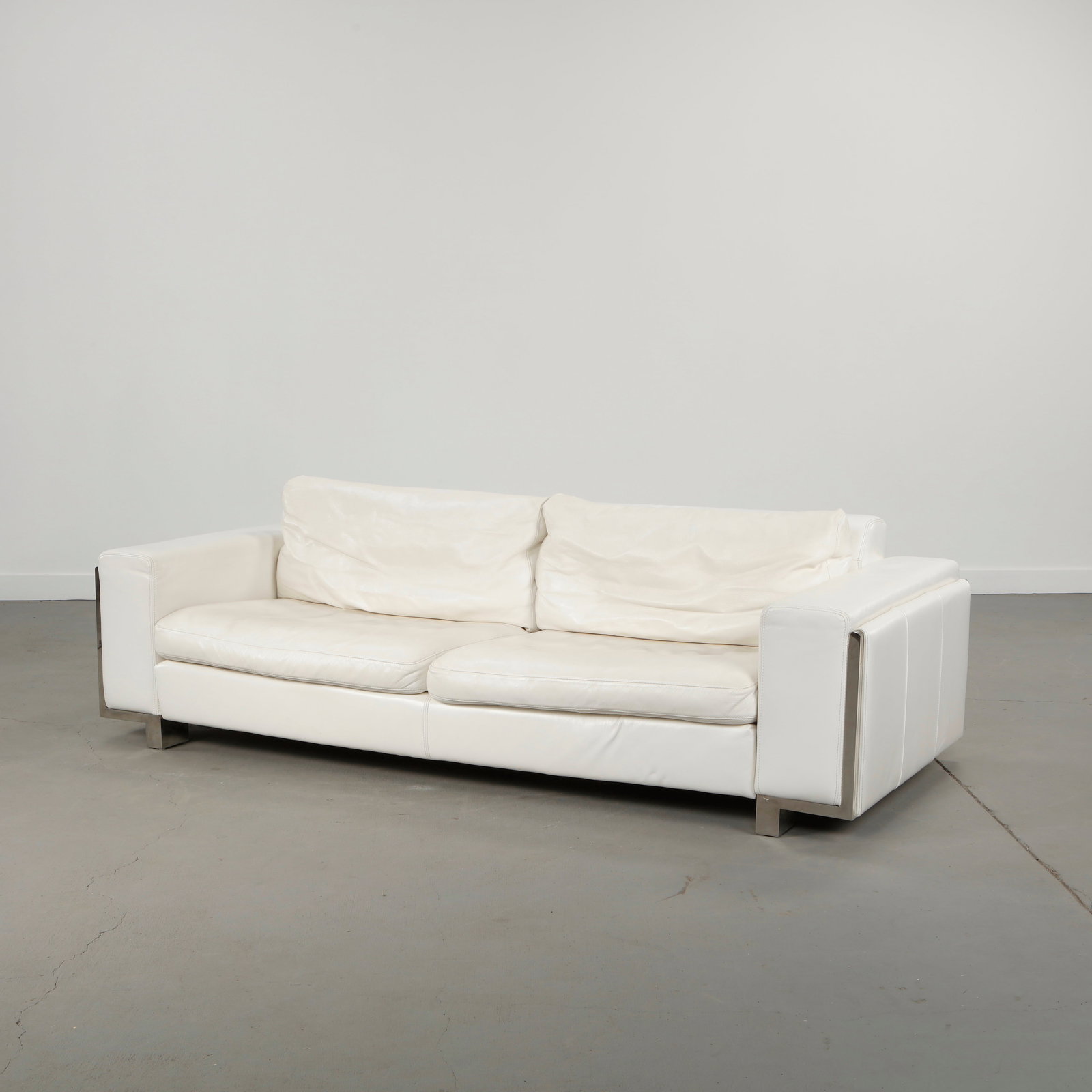 Roche Bobois, Cream Three-Seater Leather Sofa, 2000s (1 of 18)