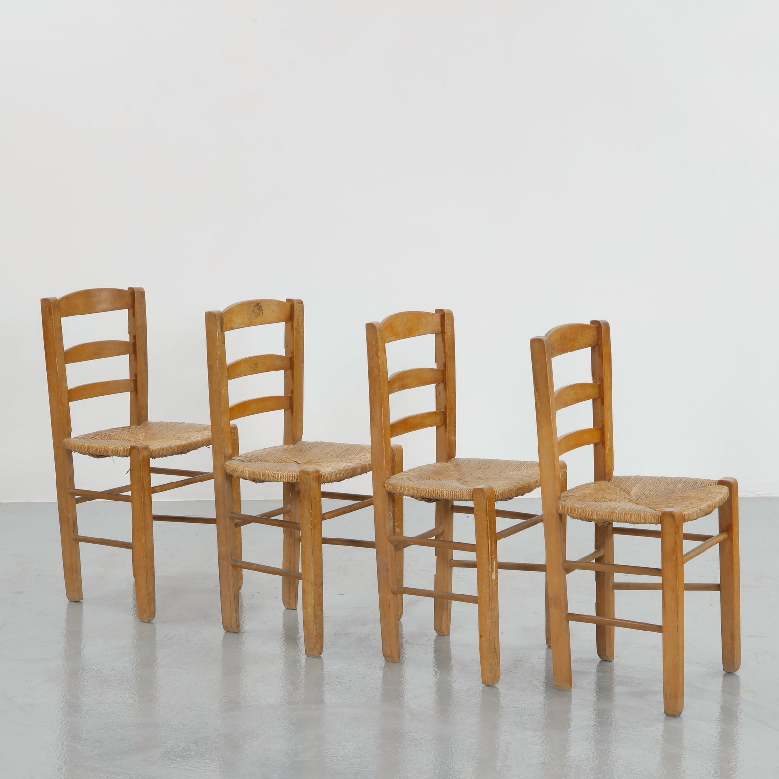 Set of Four Rope and Wood Chairs in the style of Charlotte Perriand, 1960s (1 of 20)