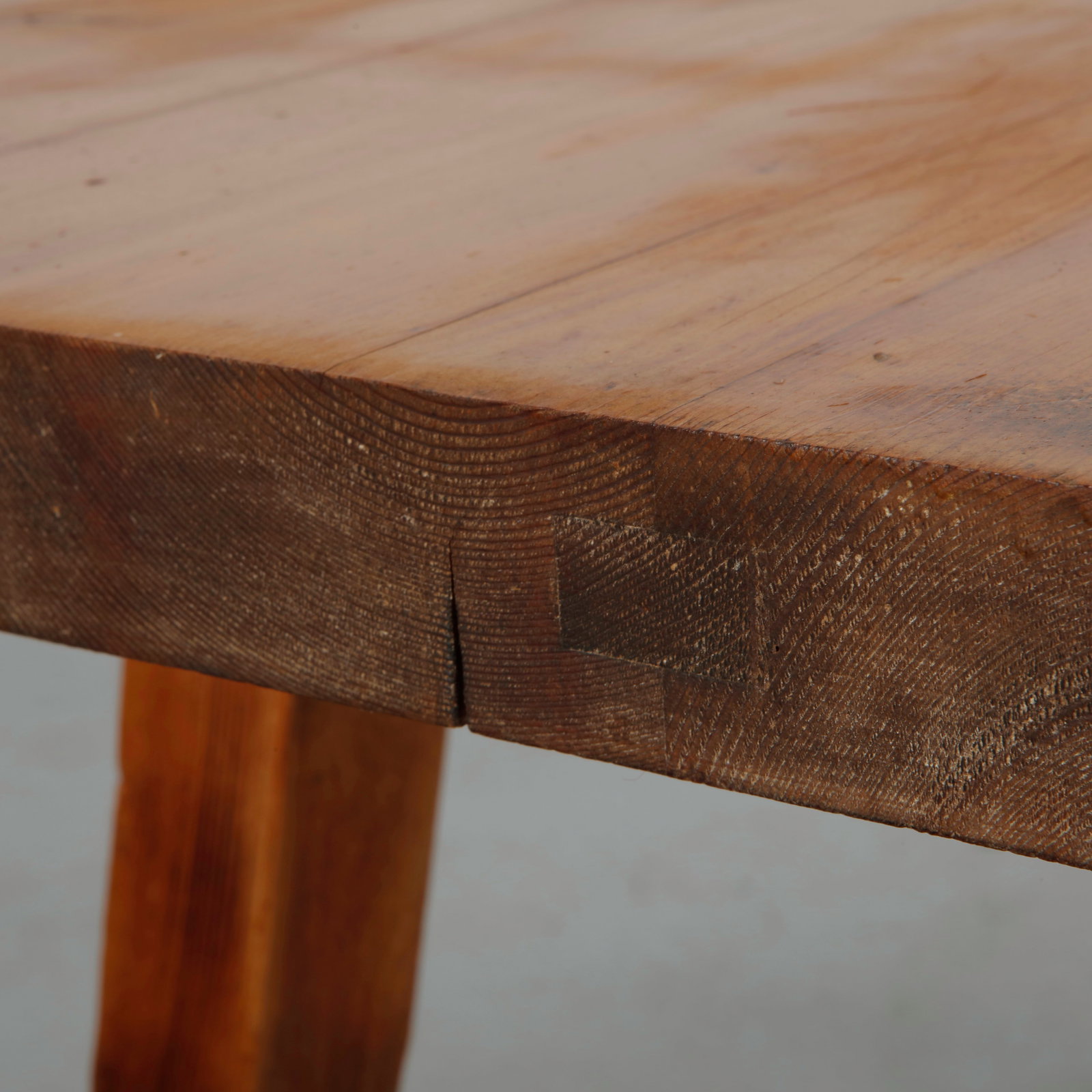 Solid Brutalist Wood Table, 1950s - 13
