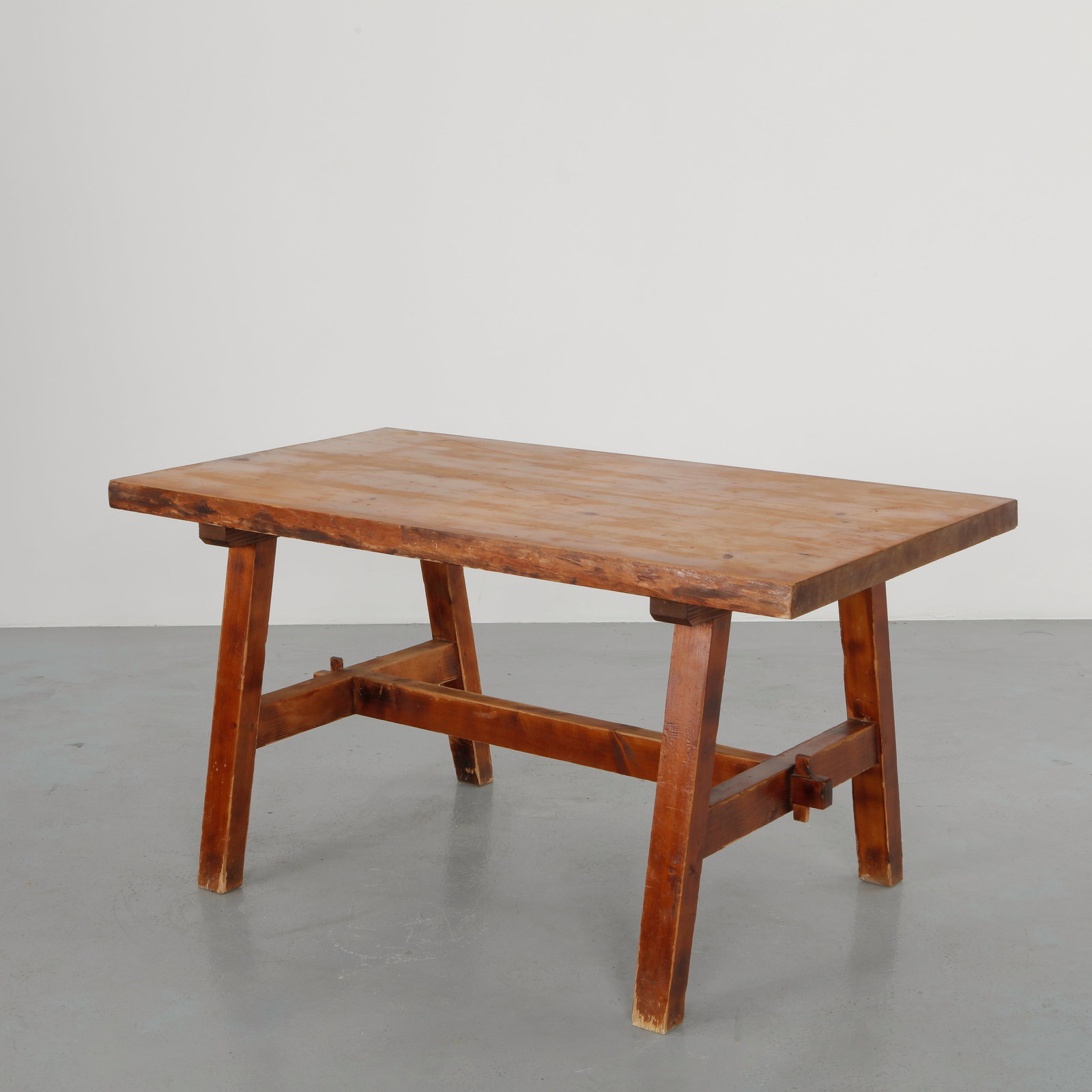Solid Brutalist Wood Table, 1950s (1 of 15)