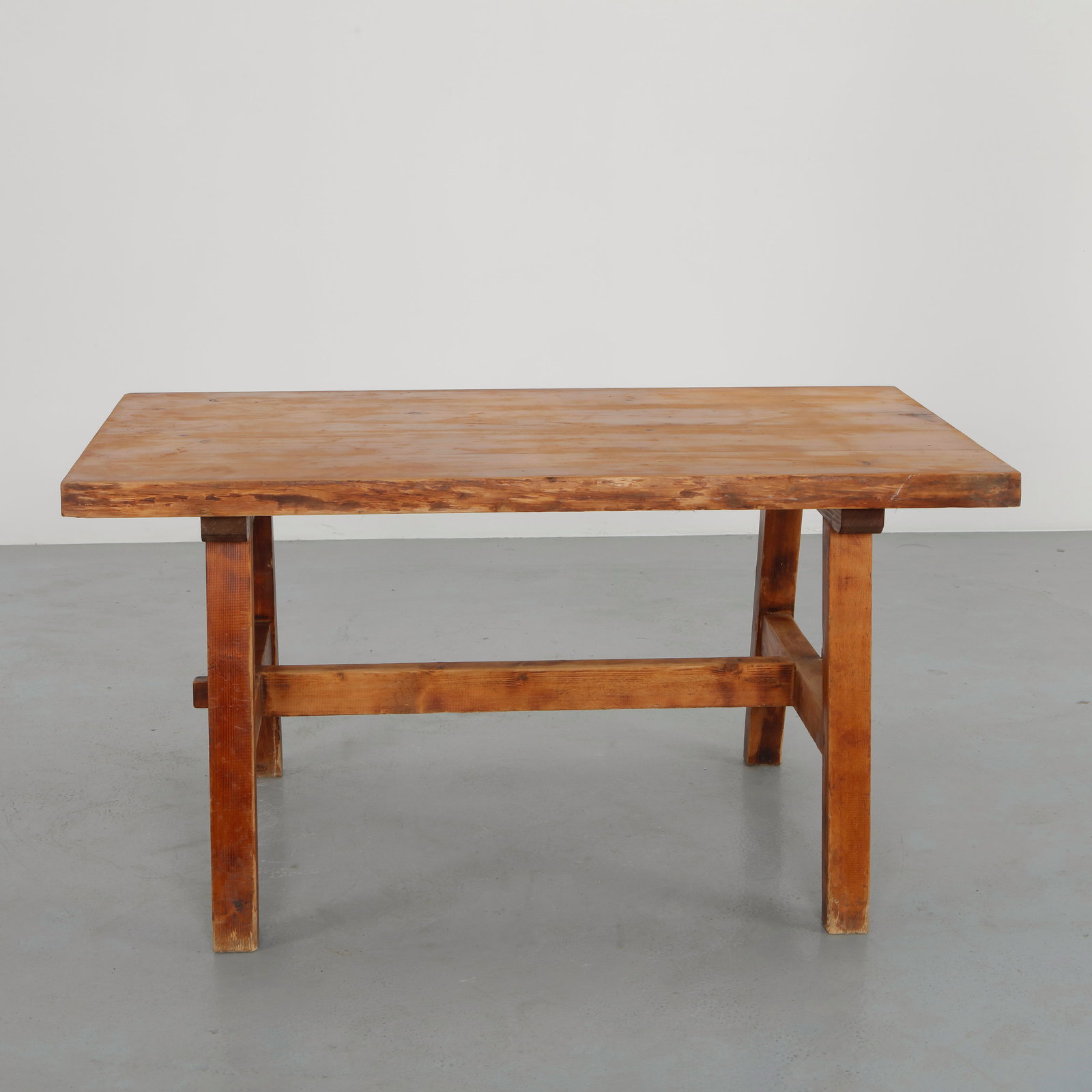 Solid Brutalist Wood Table, 1950s - 5
